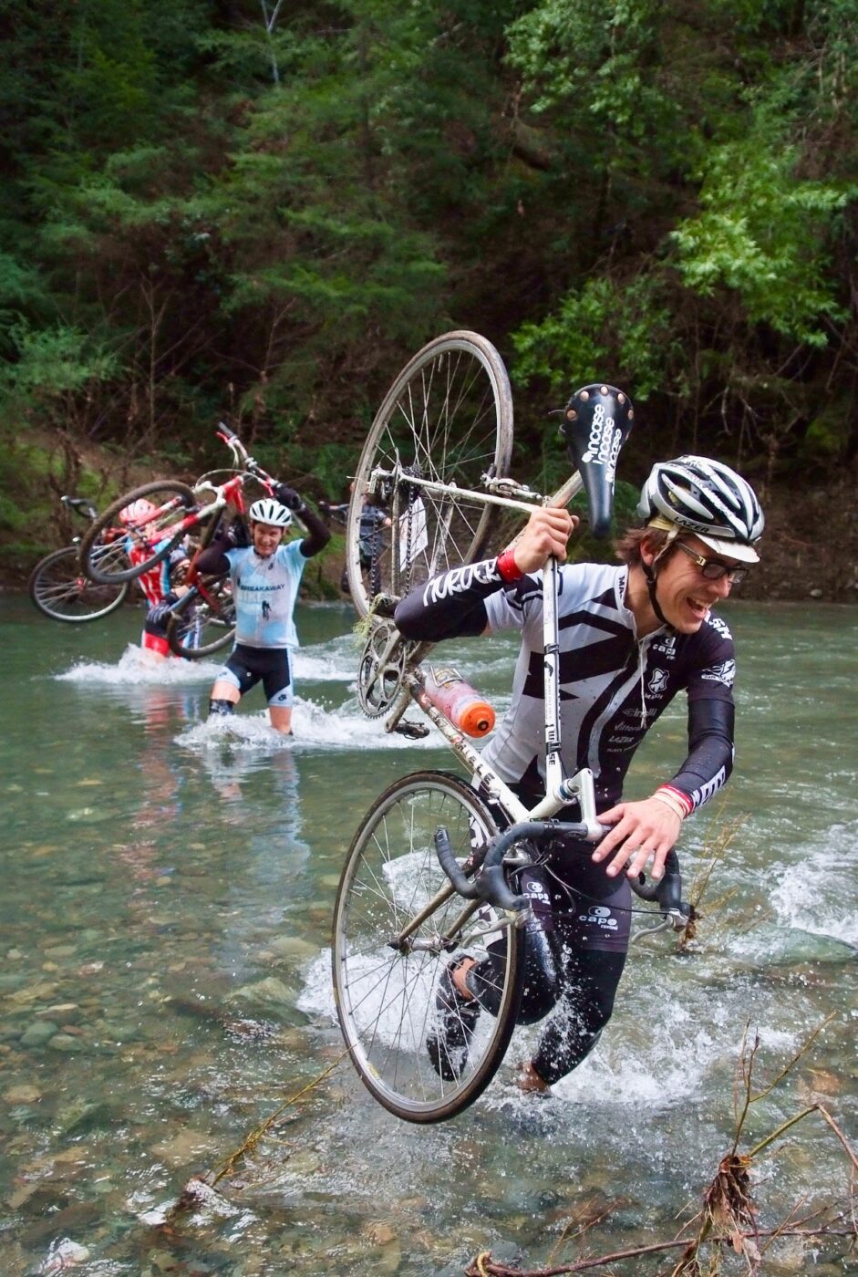 There is no “right” bike: Chas Christiansen, front, on a vintage Italian road bike, illustrates a core Hopper tenet while racing Old Caz back in 2010. (Paul Miller)