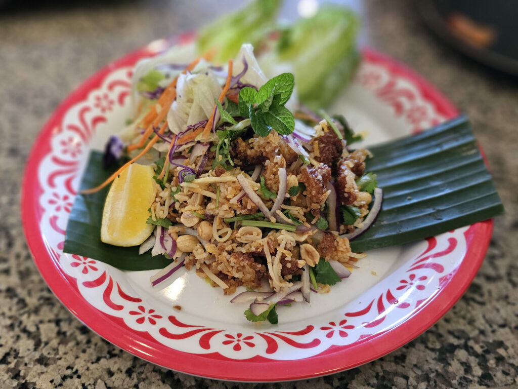 Crispy rice with peanuts at Viethai Cuisine in Santa Rosa (Heather Irwin/The Press Democrat)