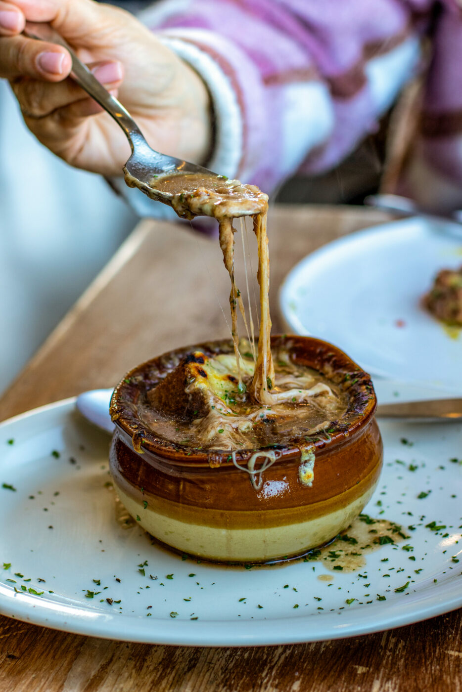 French onion soup at Brigitte Bistro in Petaluma (Heather Irwin/The Press Democrat)