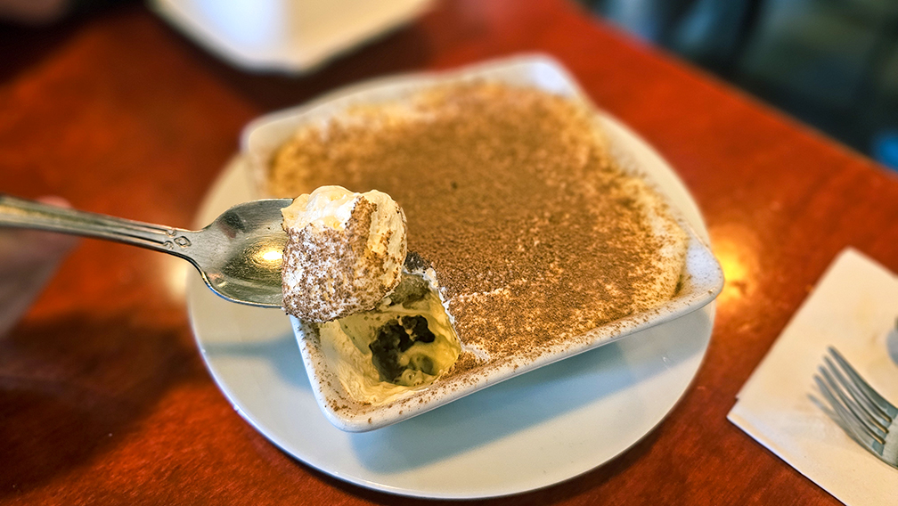 Tiramisu at Portico restaurant in Sebastopol (Heather Irwin/Sonoma Magazine)