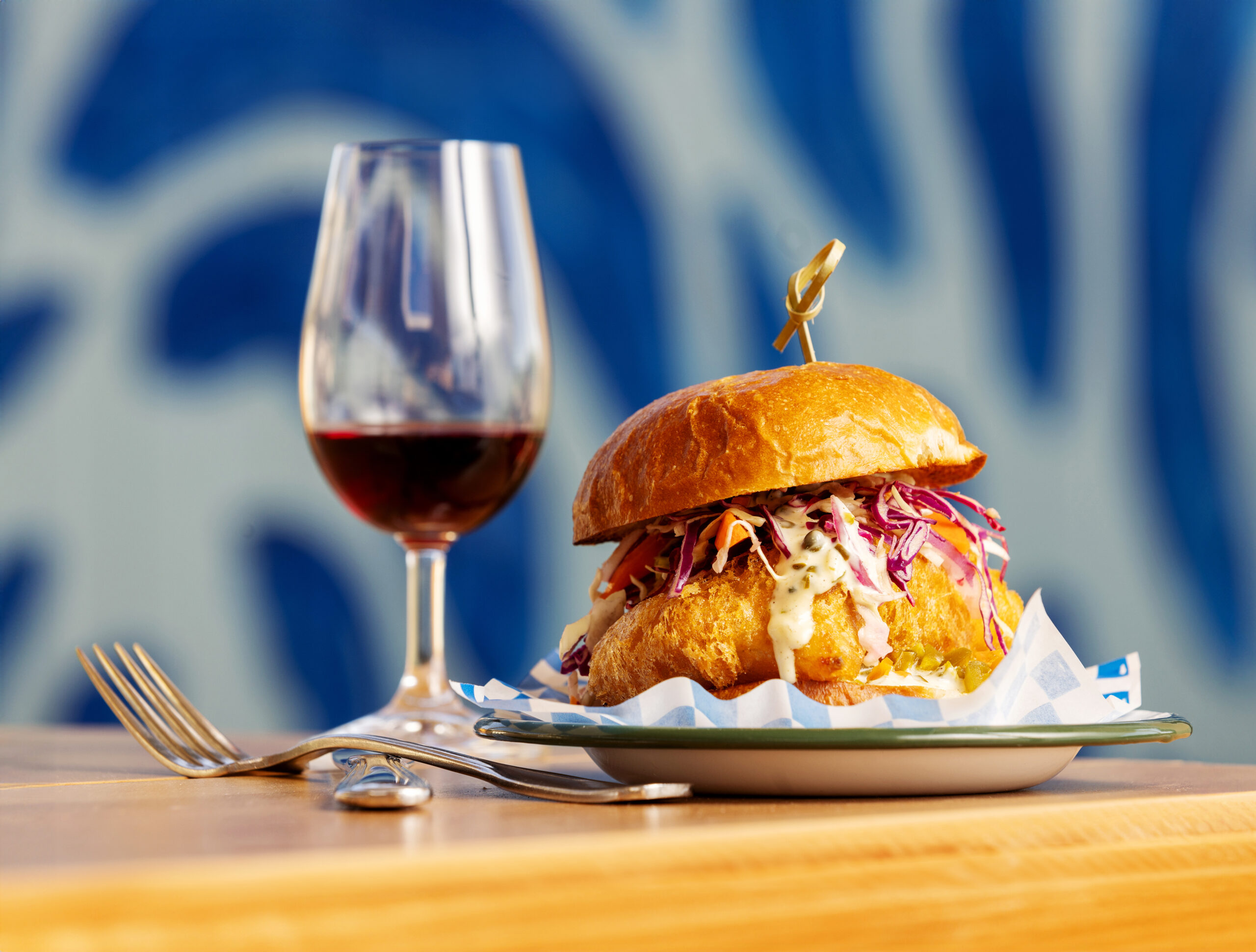 fish sandwich from Valley Swim Club restaurant