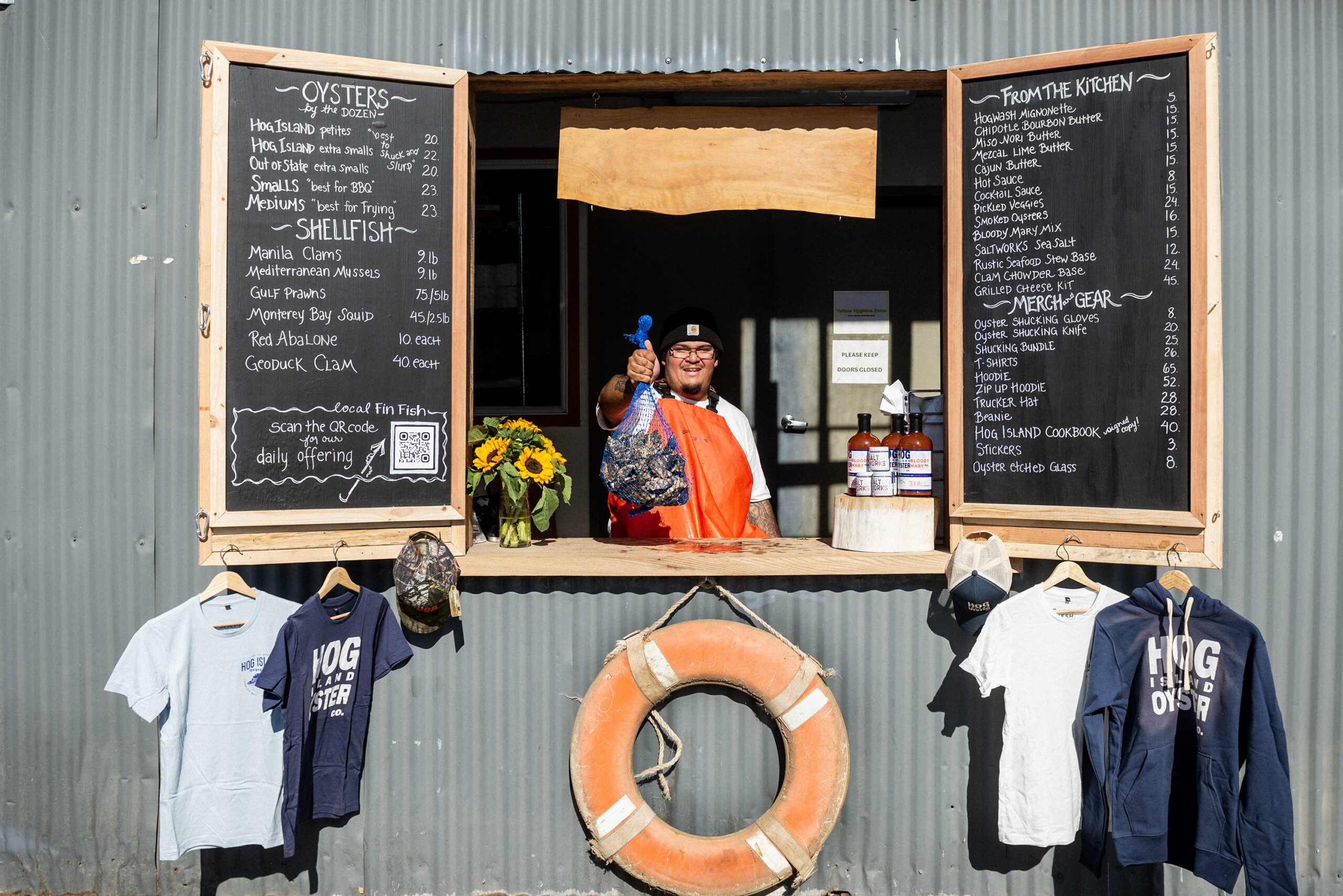 The Hog Island Oyster Co. pickup window in Petaluma. (Remy Anthes)