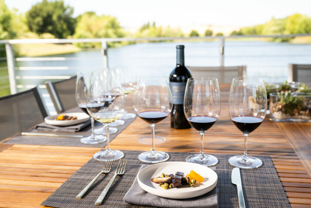 Sip wine by the water at the new, open-air boathouse pavilions at Cuvaison Winery in Napa. (Courtesy of Cuvaison Winery)