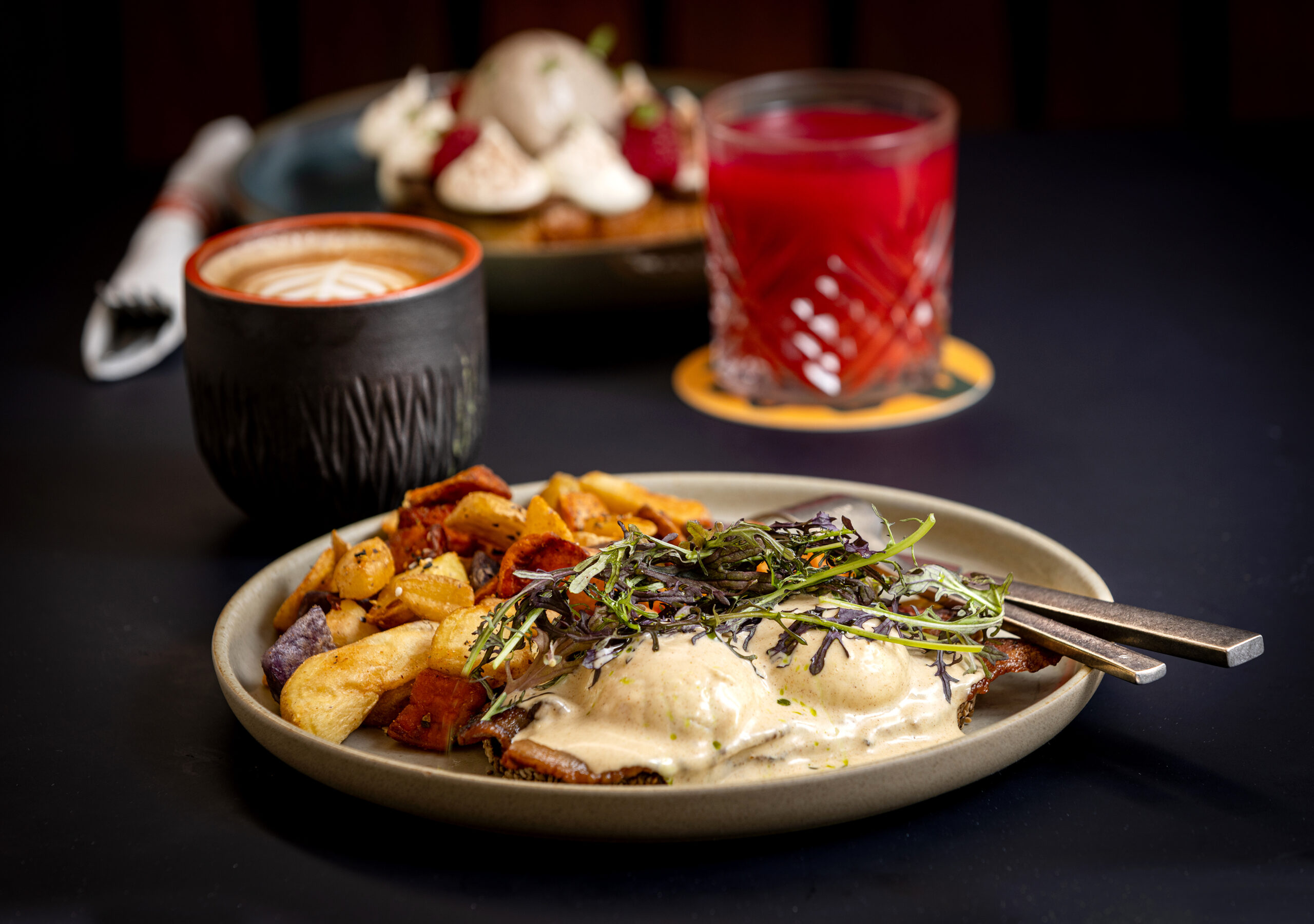 ‘Shop Local’ Benedict with Journeyman bacon, brown butter hollandaise and Acorn breakfast potatoes from the Acorn Cafe Thursday, October 3, 2024, in Healdsburg. (John Burgess / The Press Democrat)