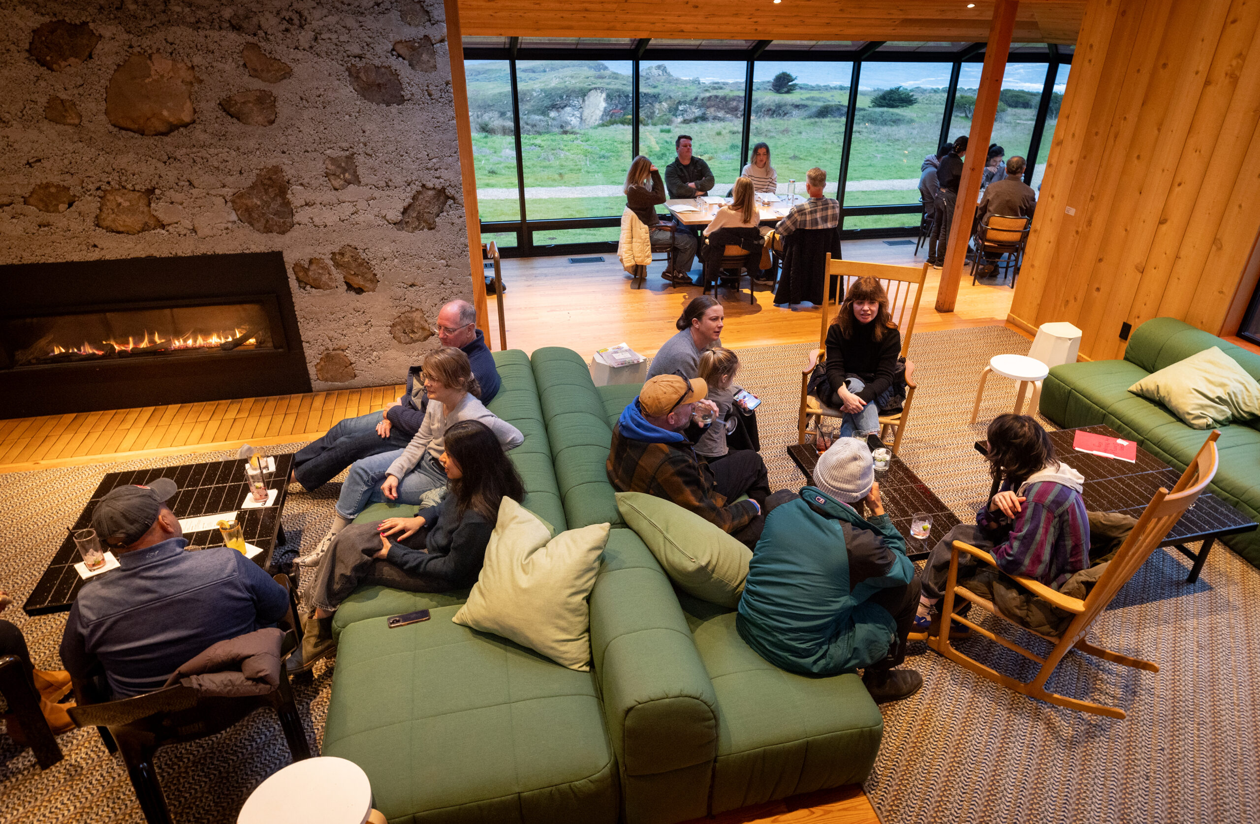 Inside the cozy Sea Ranch Lodge Restaurant
