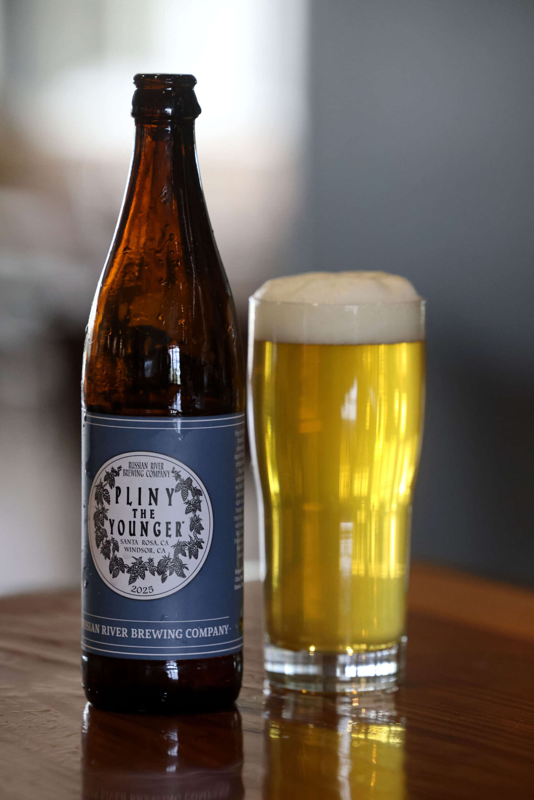 A freshly bottled Pliny the Younger beer at Russian River Brewing Company 