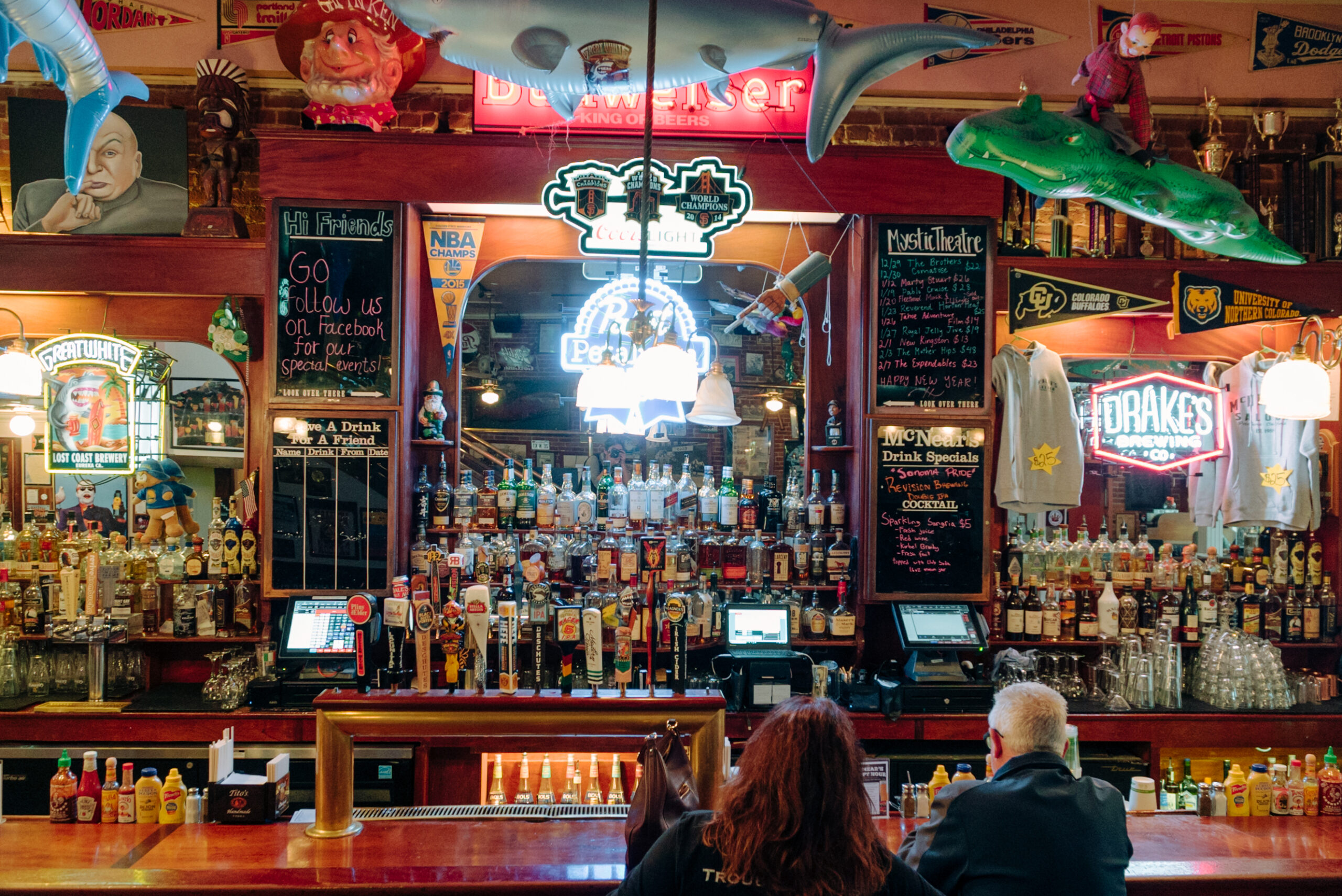 The bar area at McNear's Saloon & Dining House in Petaluma. (Mariah Harkey / Sonoma County Tourism)