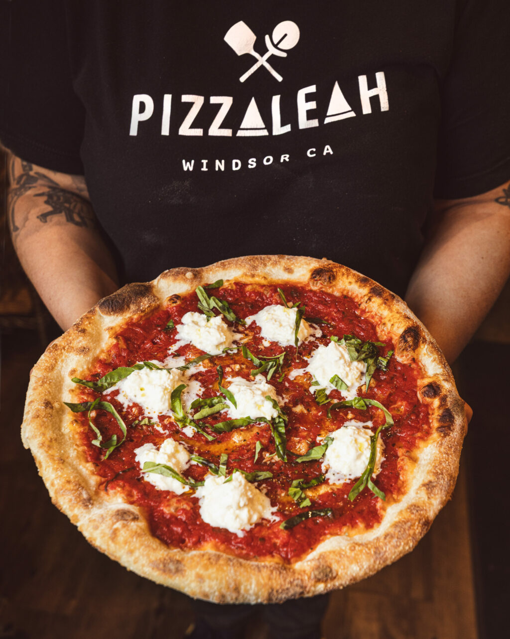 The Chingona Pizza with olive oil, garlic, mozzarella, ricotta and fresh basil from PizzaLeah Wednesday, April 16, 2025, in Windsor. (John Burgess / The Press Democrat)