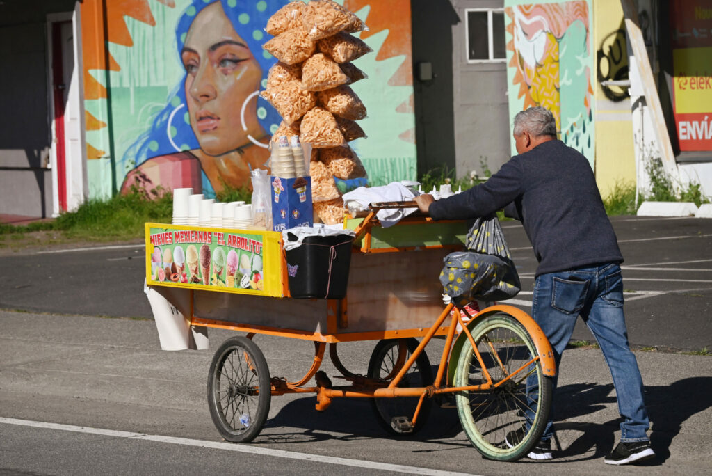 The ice cream vendor is on the move for hours each day, from one end of Roseland to the other. (Erik Castro / for Sonoma Magazine)