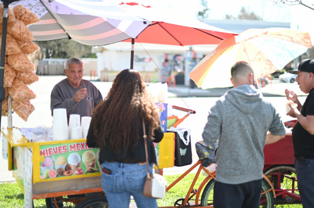People line up for the Roseland vendor's homemade ice cream. (Erik Castro / for Sonoma Magazine)
