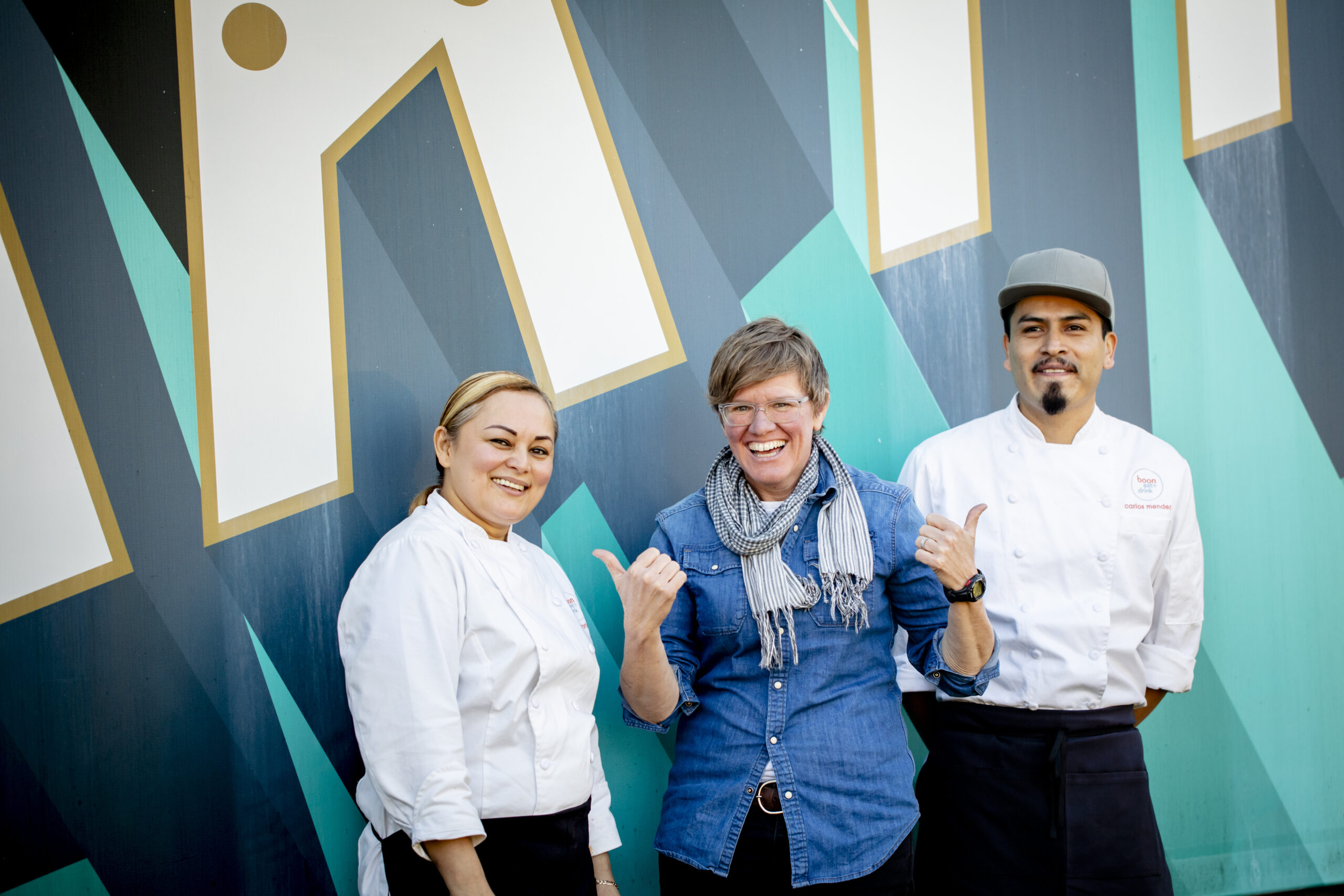 Chefs Rosy Ortega, Crista Luedtke and Carlos Mendez of boon eat + drink in 2018. Luedtke is selling her restaurant Road Trip Kitchen to Ortega and Mendez to start their own eatery, Three Cultures Kitchen. (Crista Luedtke)