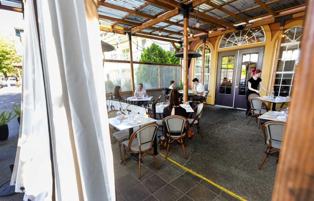 The patio seating at Grata Italian Eatery Thursday, May 8, 2025, in Windsor. (John Burgess / The Press Democrat)