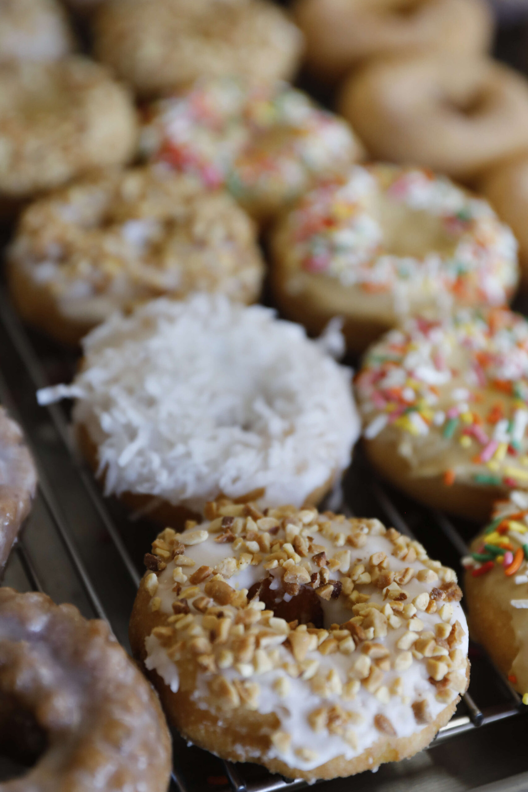 A variety of freshly baked doughnuts in the case at Tan's Donut in Santa Rosa, Calif., on Thursday, April 28, 2022. (Beth Schlanker/The Press Democrat)