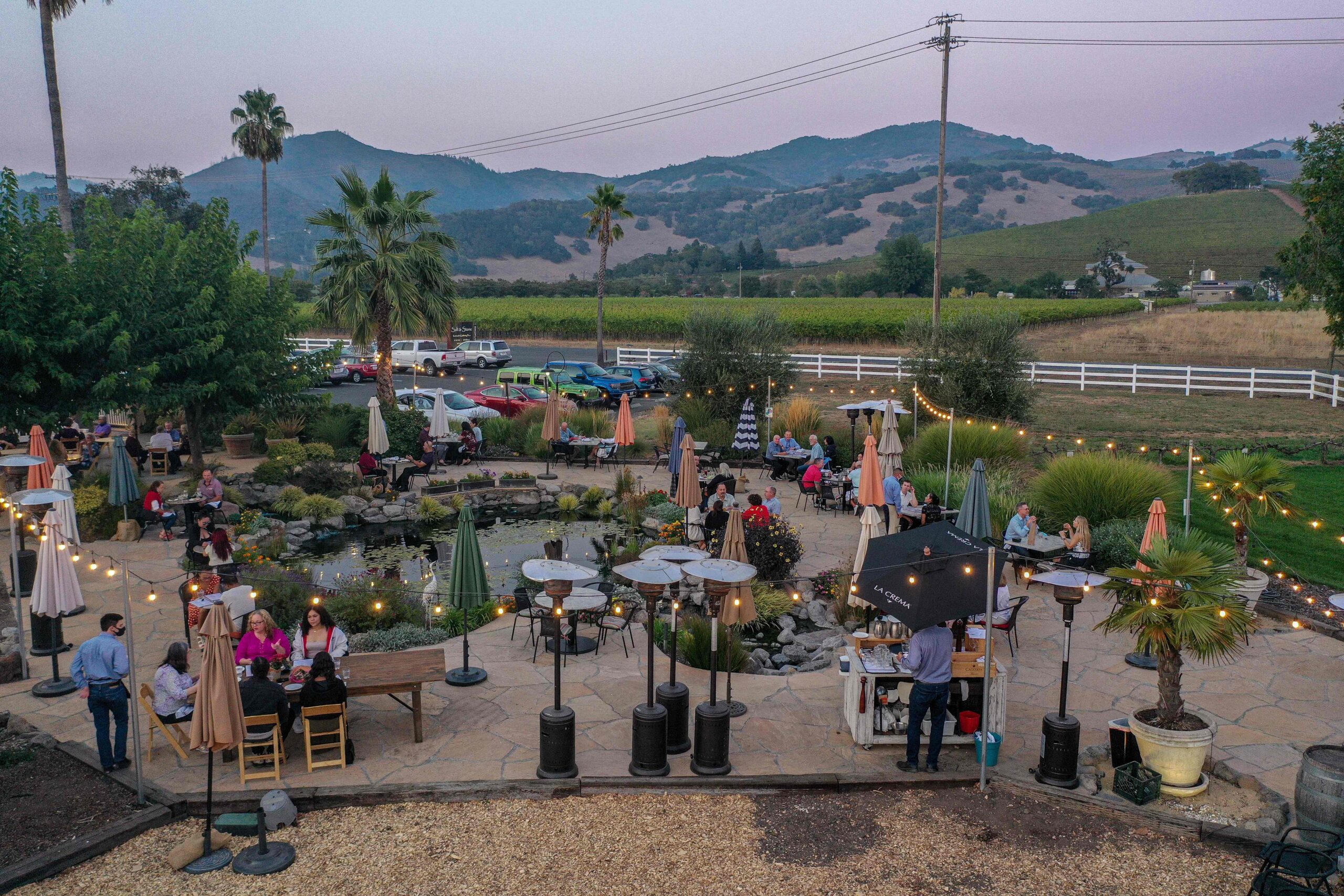 The outdoor patio at Salt & Stone