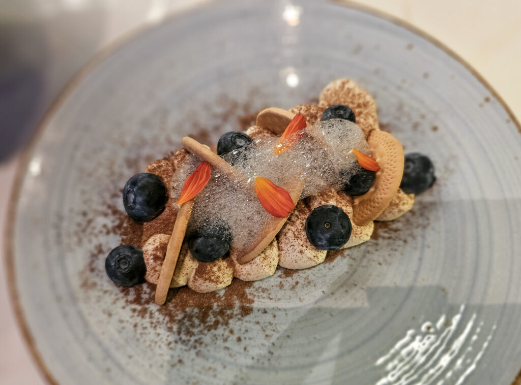 Deconstructed tiramisu at chef Carlos Mojica's dinner pop-up at Aroma cafe in Santa Rosa. (Heather Irwin/The Press Democrat)