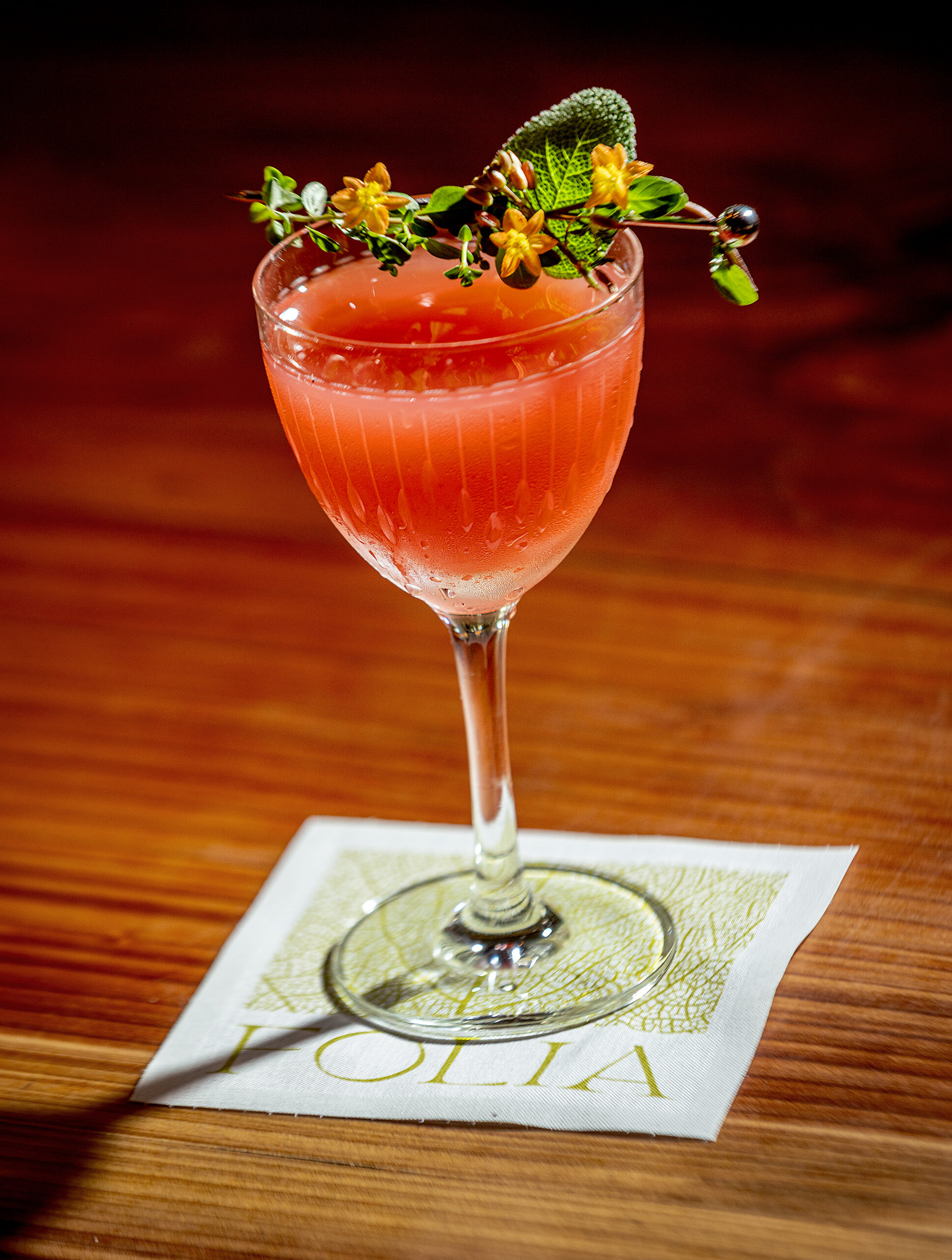 Le Mirage cocktail with Hanson vodka, lychee and rosehip lemon from Folia Friday, September 19, 2025 in Healdsburg. (John Burgess / The Press Democrat)