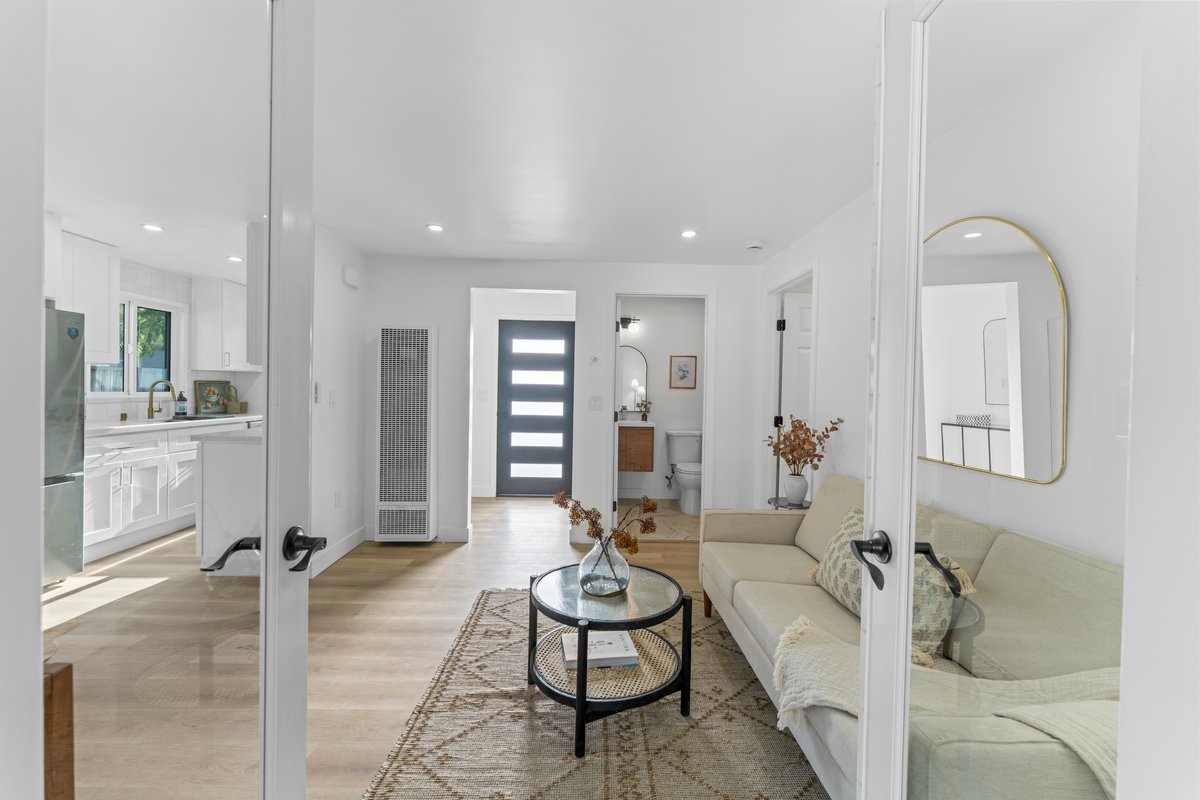 View through French doors in small Sonoma home