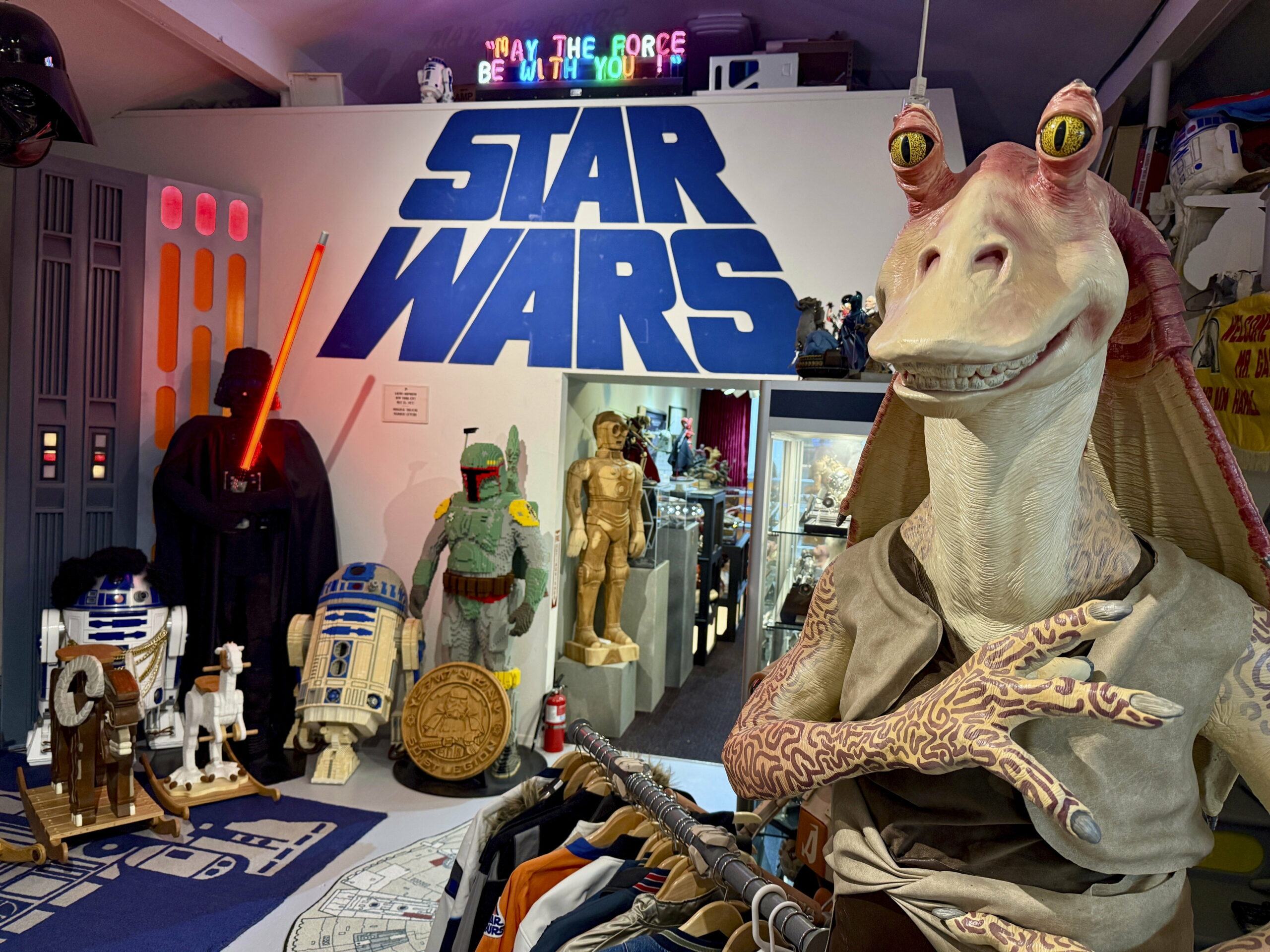 A collection of “Star Wars” memorabilia is displayed at Rancho Obi-Wan, a nonprofit museum in Petaluma, on Thursday, May 1, 2025. (AP Photo/Haven Daley)