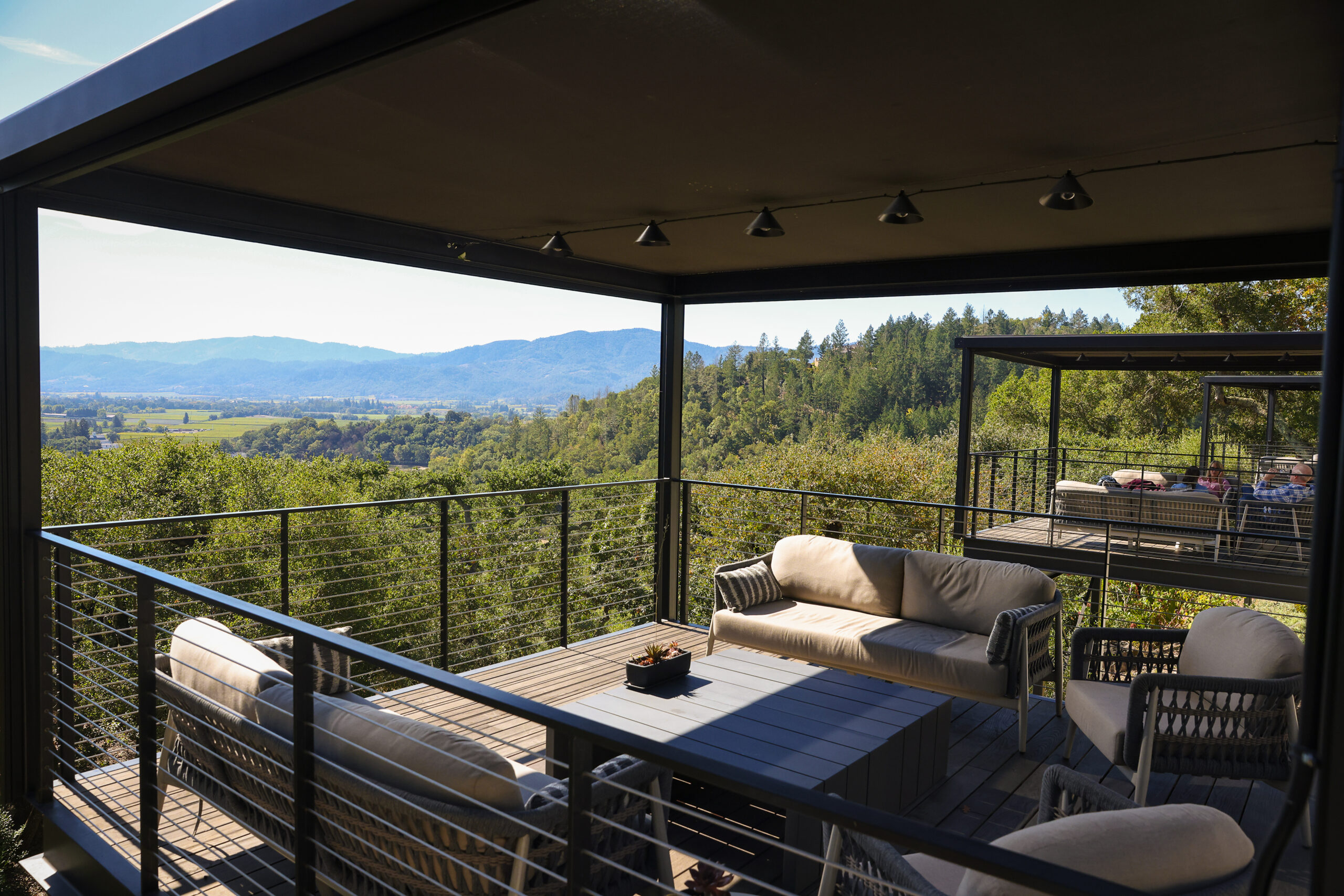 “Floating” tasting decks offer views of Napa Valley at Rutherford Hill Winery in Rutherford on Friday, October 17, 2025. (Christopher Chung/The Press Democrat)