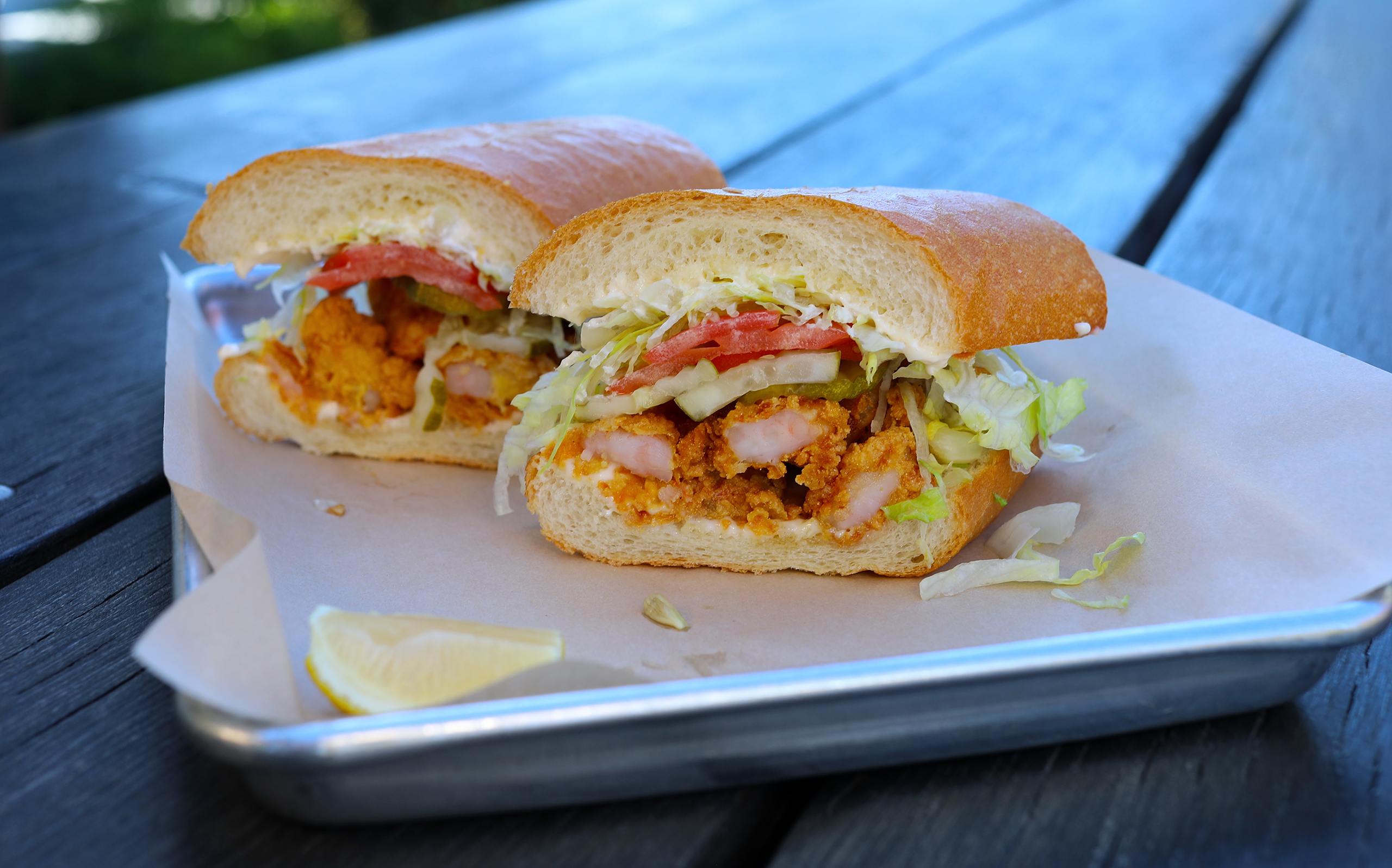 Shrimp po'boy at the Parish Cafe