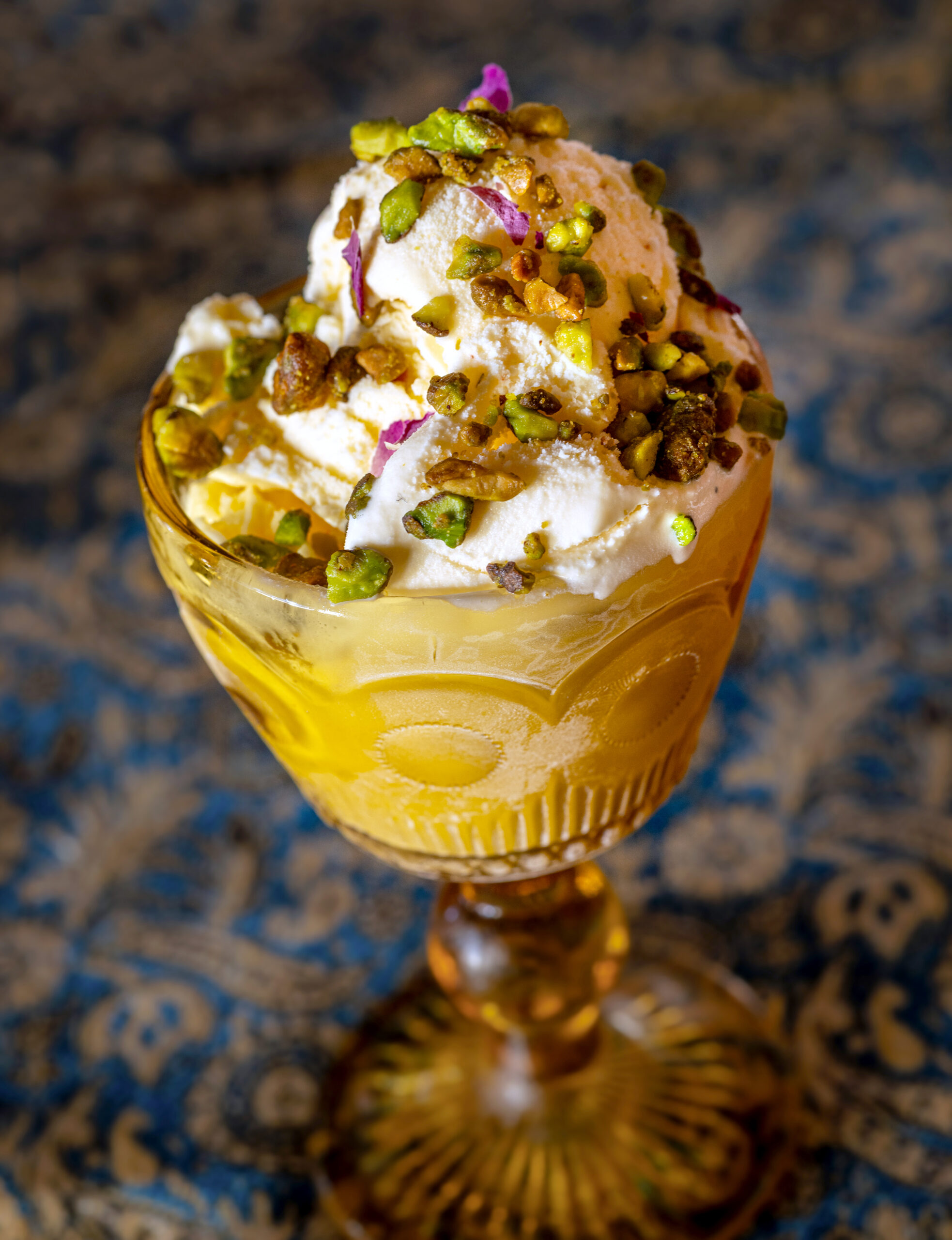 Persian Ice Cream with saffron, rosewater and pistachio ice cream from the Persian menu, Mondays and Tuesdays at Viva Mēxicana Oct. 29, 2025 in Sebastopol. (John Burgess / The Press Democrat)