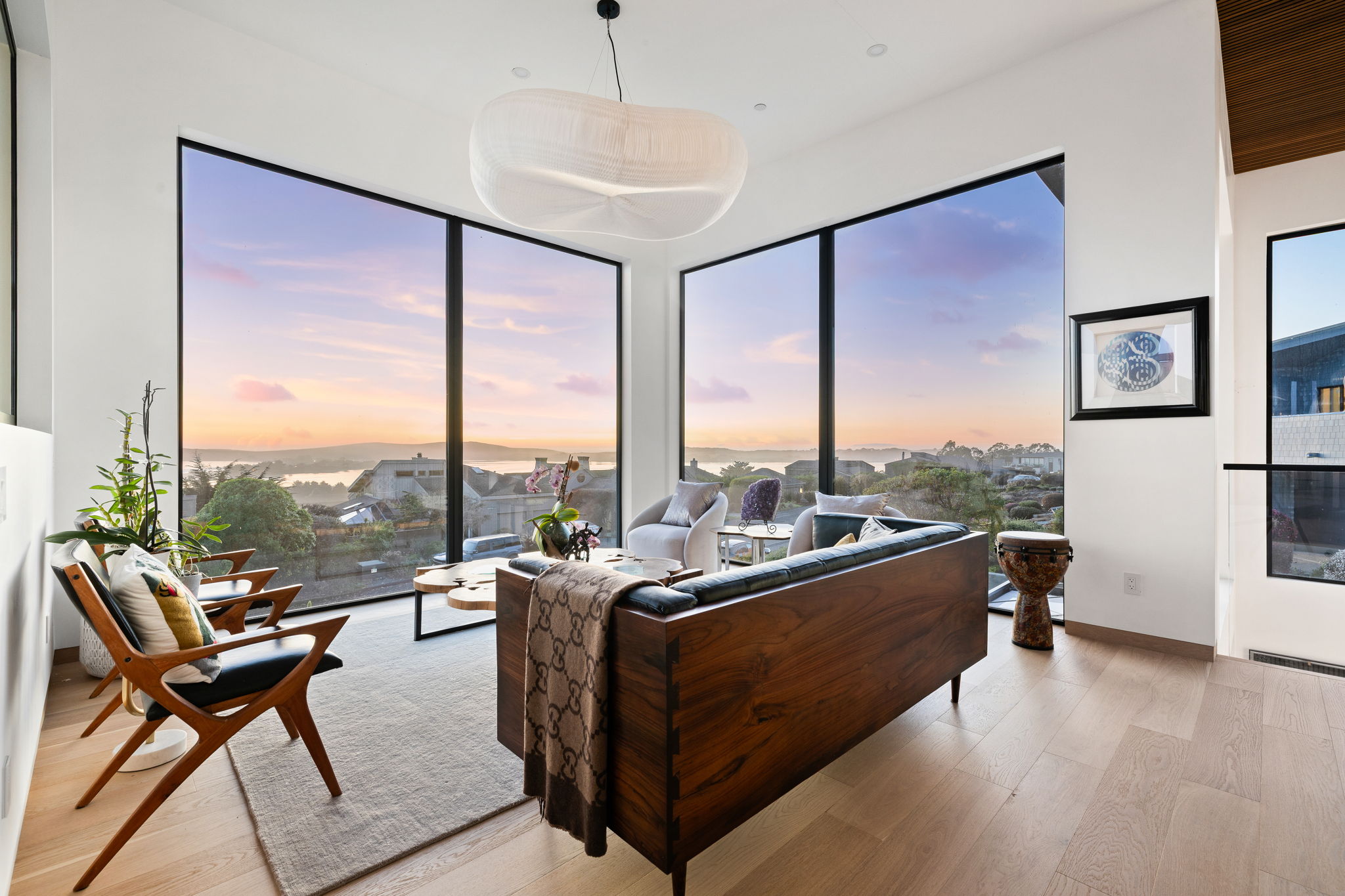 Sitting area of the great room in modern Bodega Bay home