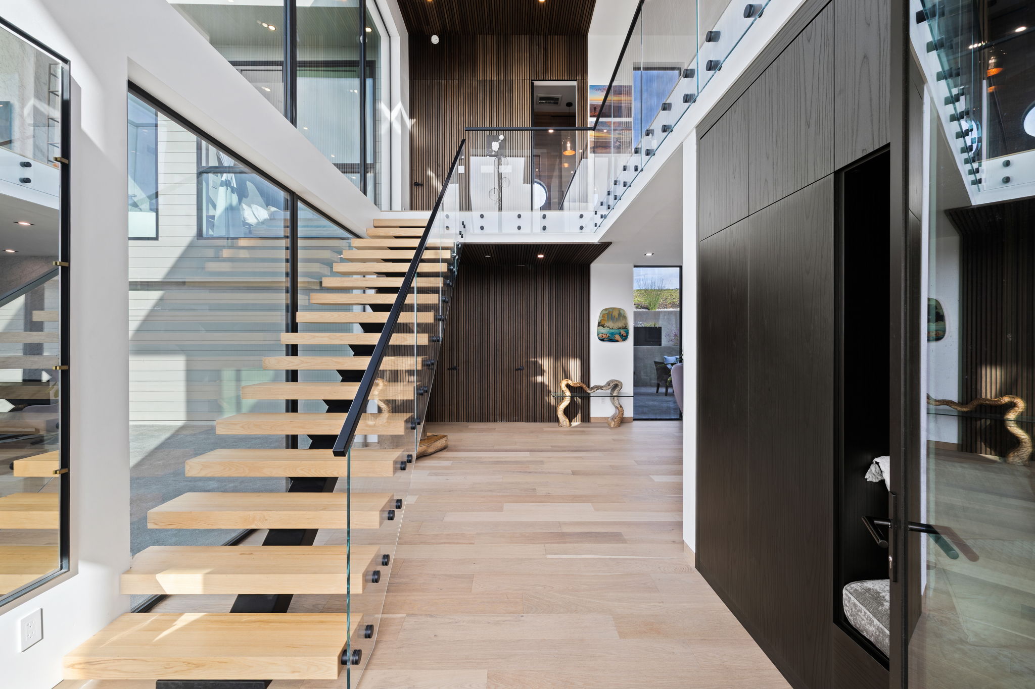 Sitting area of the great room in modern Bodega Bay home