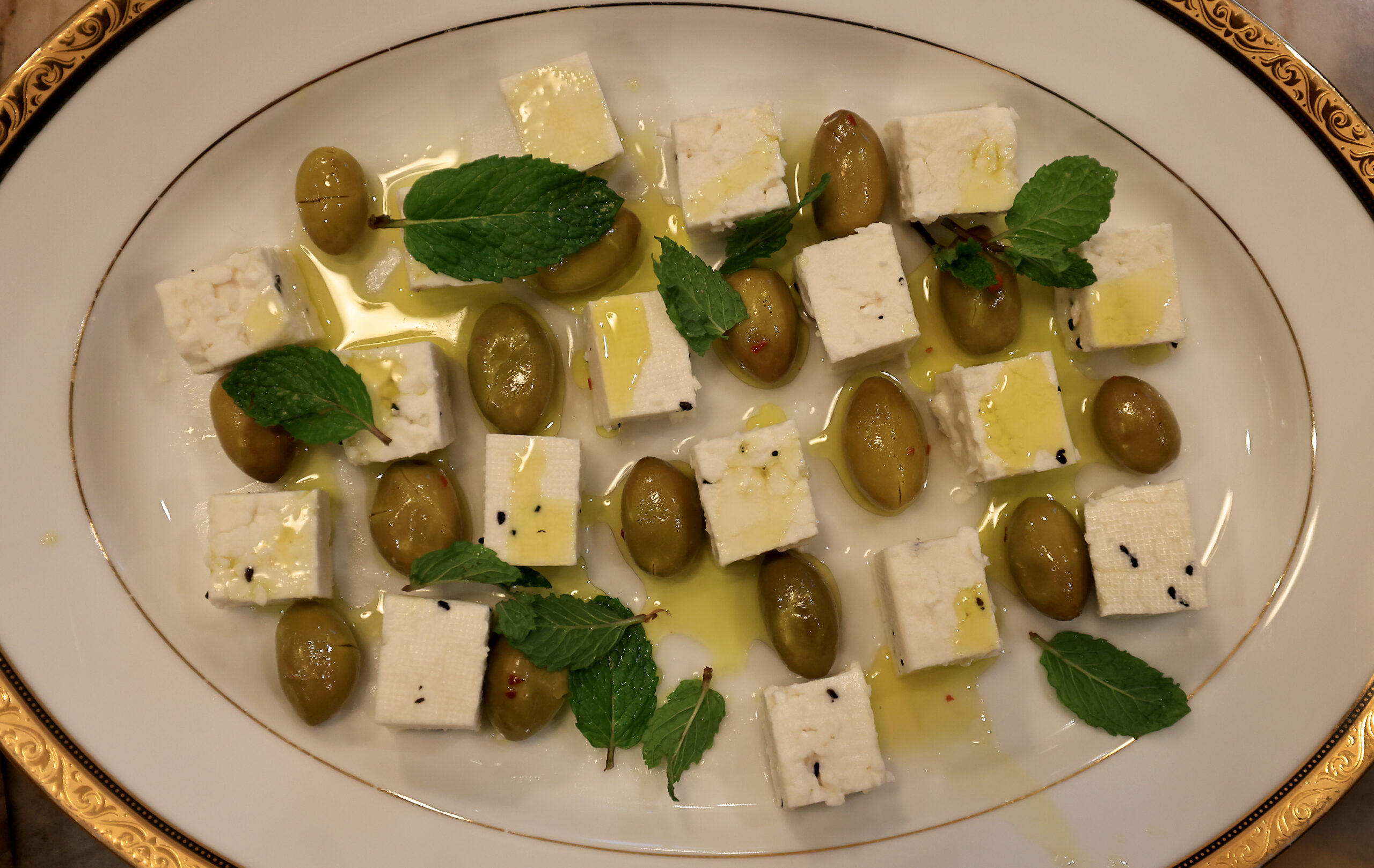 White cheese with Husary olives and Husary Olive Oil
