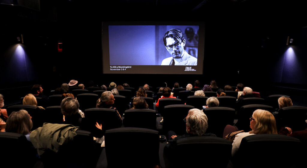 During the True West Film Center grand opening, patrons wait for a short film to premier in the main theatre, Saturday, Oct. 25, 2025, in Healdsburg. (Kent Porter / The Press Democrat)