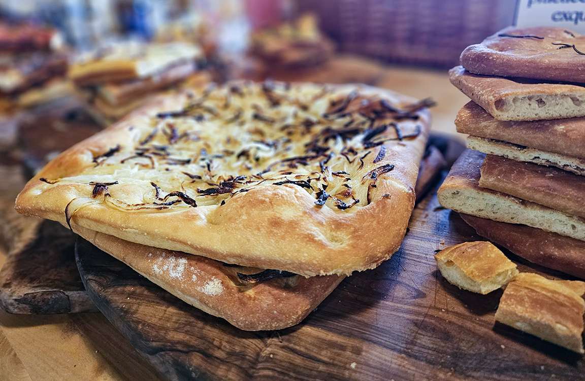 Onion focaccia at Pastasciutta in Geyserville. (Heather Irwin / The Press Democrat)