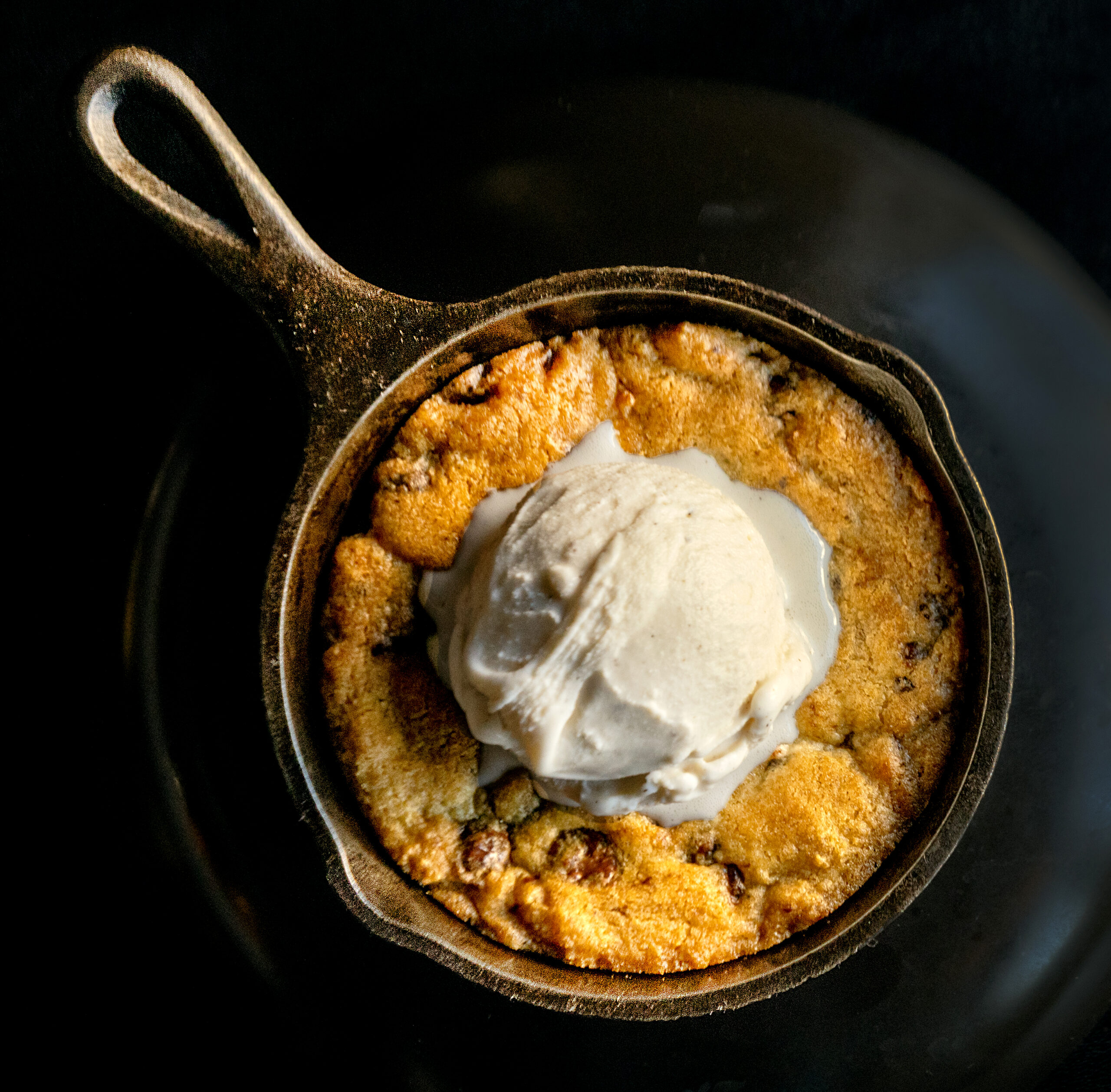 Warm Chocolate Chip Cookie Skillet with vanilla bean gelato from the Healdsburg Bar & Grill Thursday, Jan. 22, 2026 in downtown Healdsburg. (John Burgess / The Press Democrat)