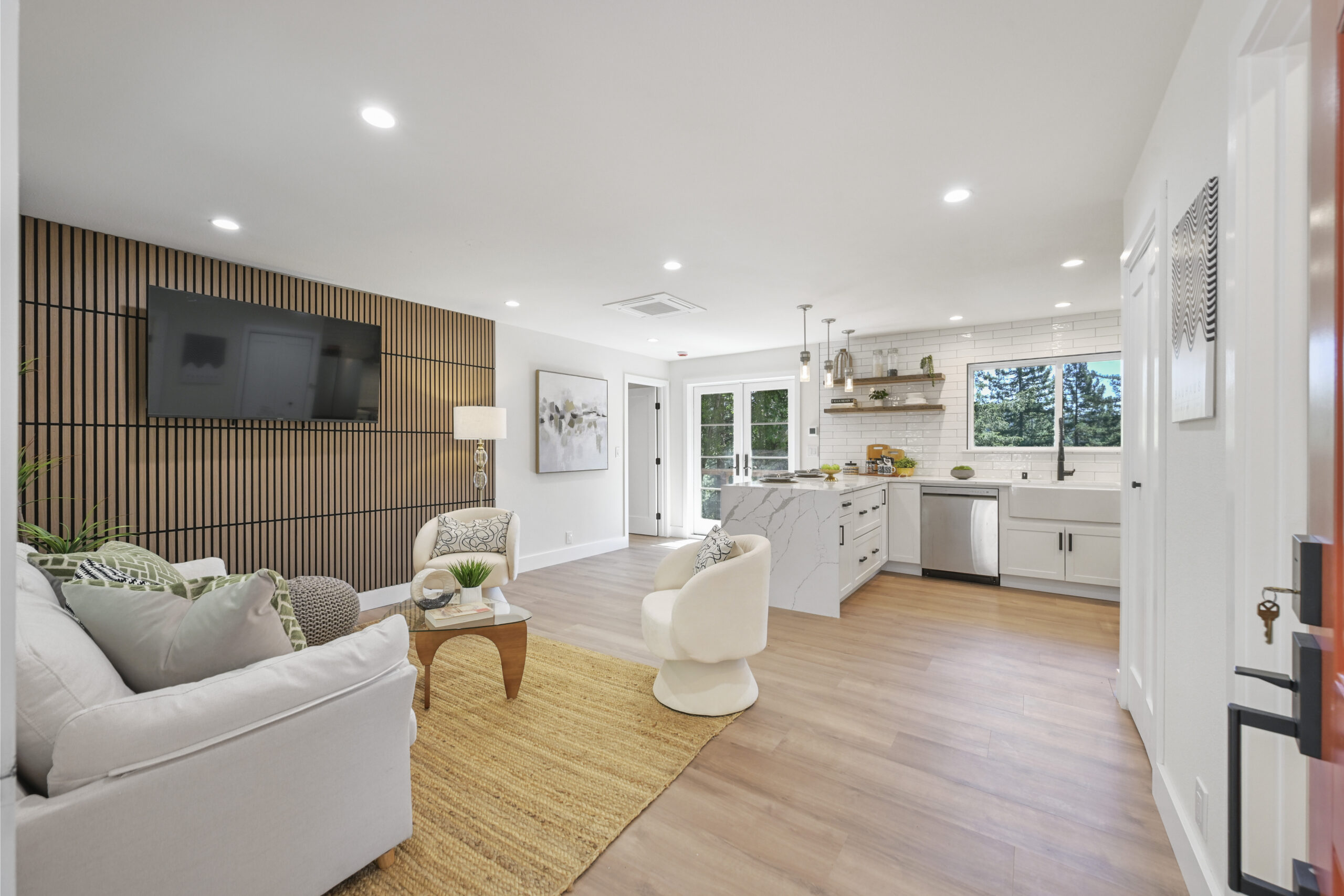 Lounging area of great room in Guerneville home