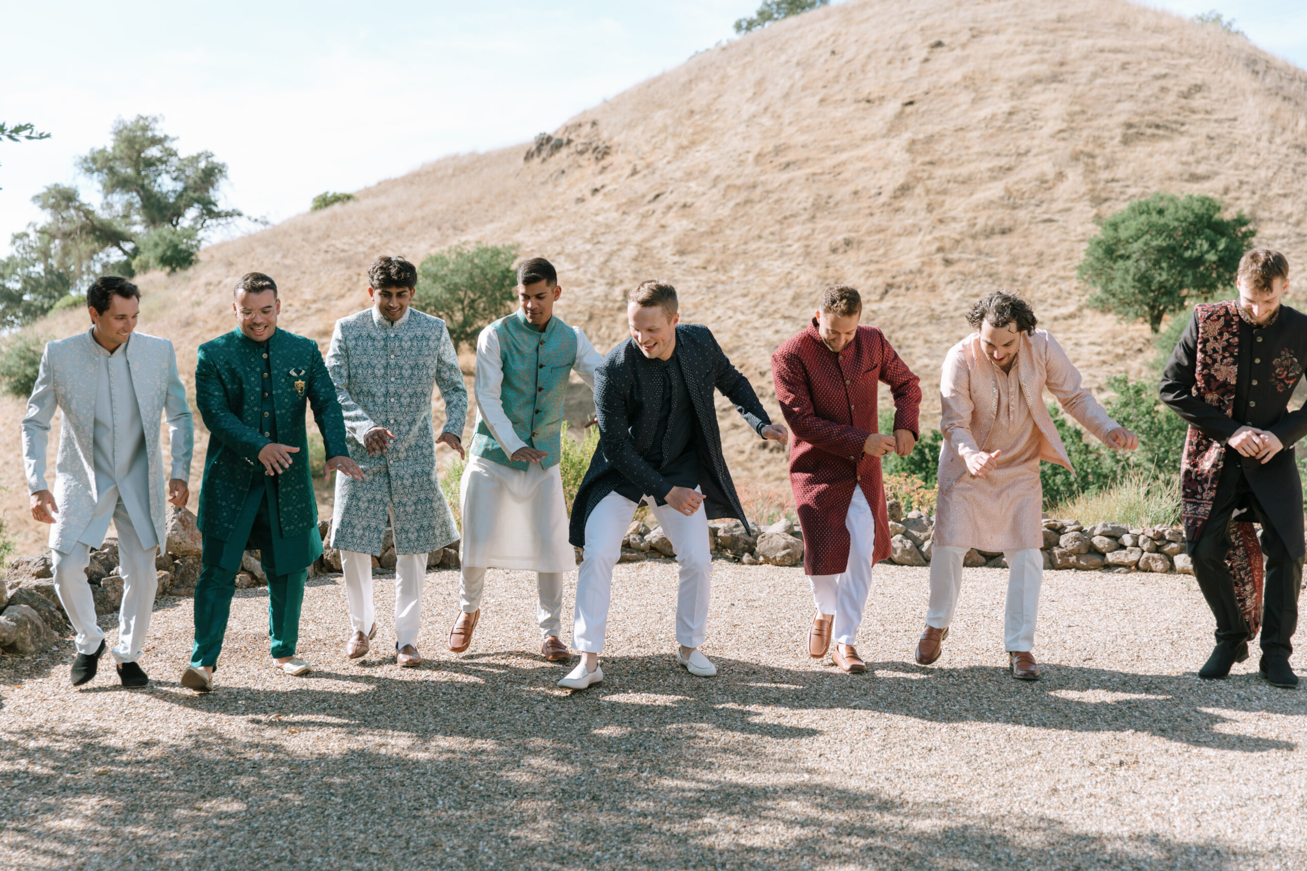 Sanjana and Evan's wedding was filled with festive dancing and singing. Many guests had practiced Bollywood-style dances together over Zoom before the August event. (Katie Miller)