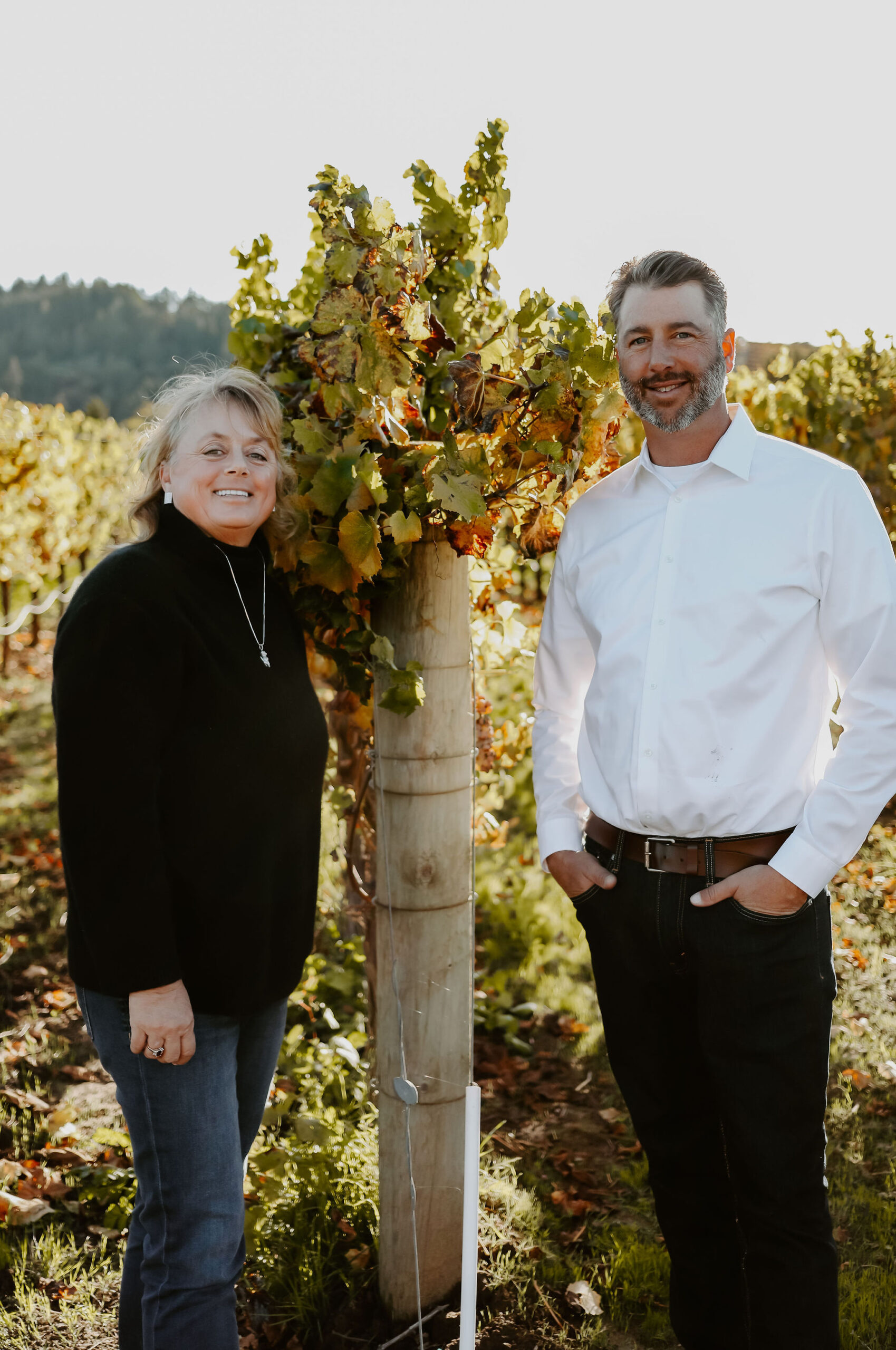 Owner Debra Mathy and winemaker Nick Briggs of Dutcher Crossing Winery in Geyserville