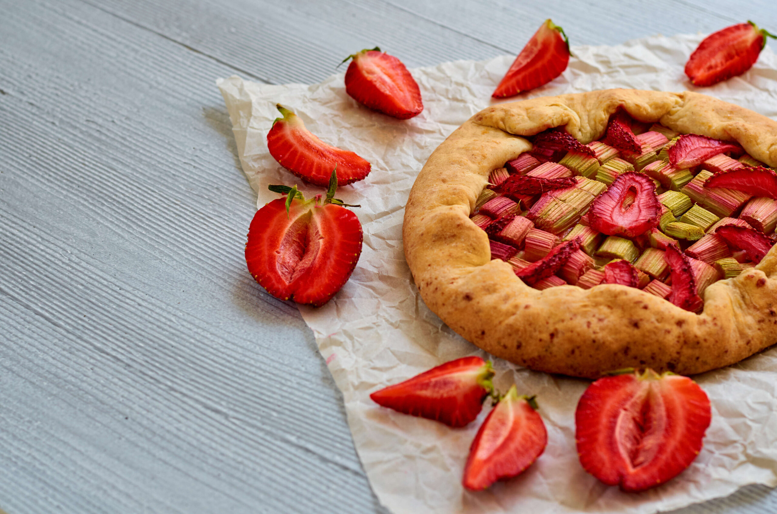 Strawberry and rhubarb galette
