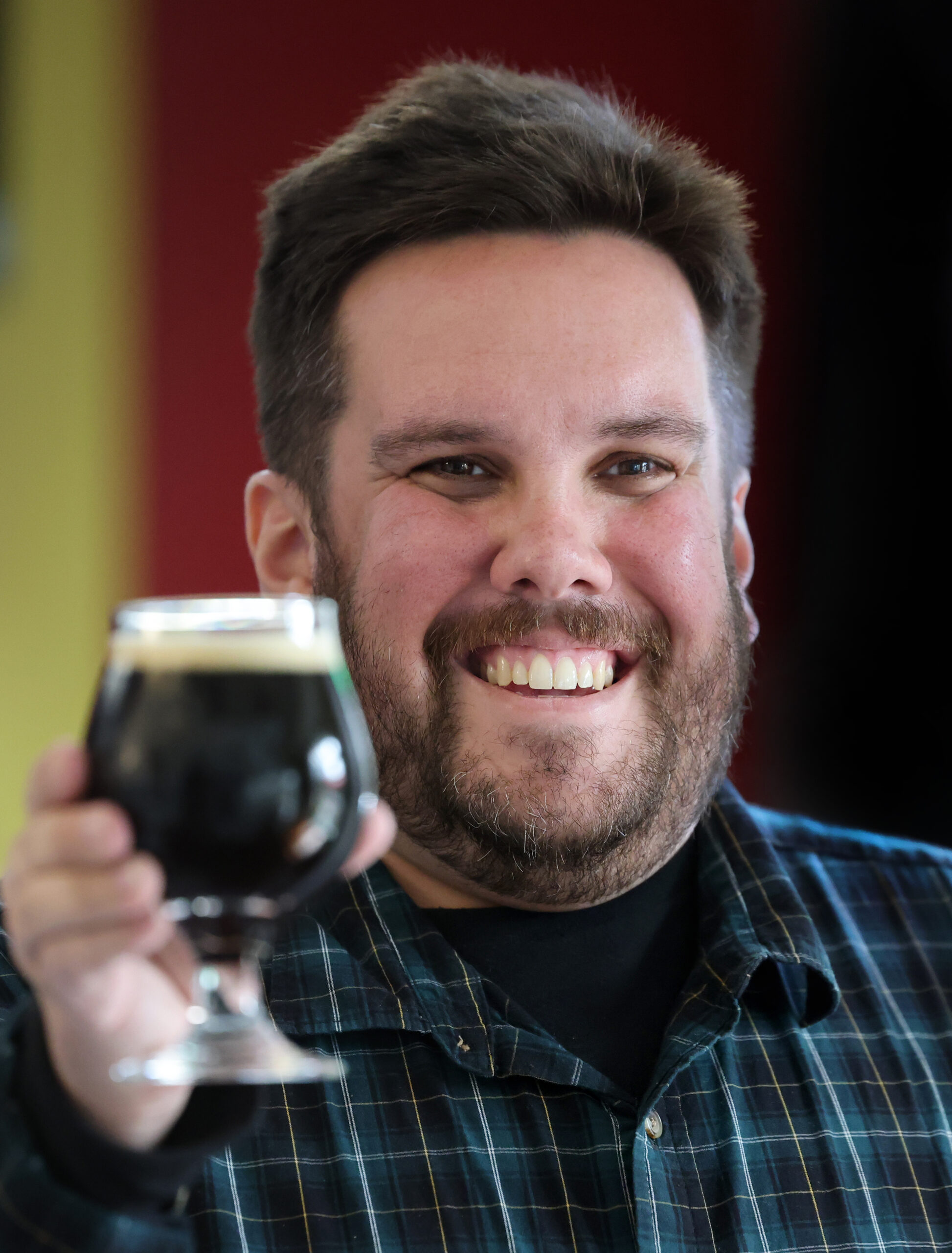 Certified Cicerone Allo Gilinsky at Cuver Brewing in Windsor Sunday, Feb. 8, 2026. (Beth Schlanker / The Press Democrat)