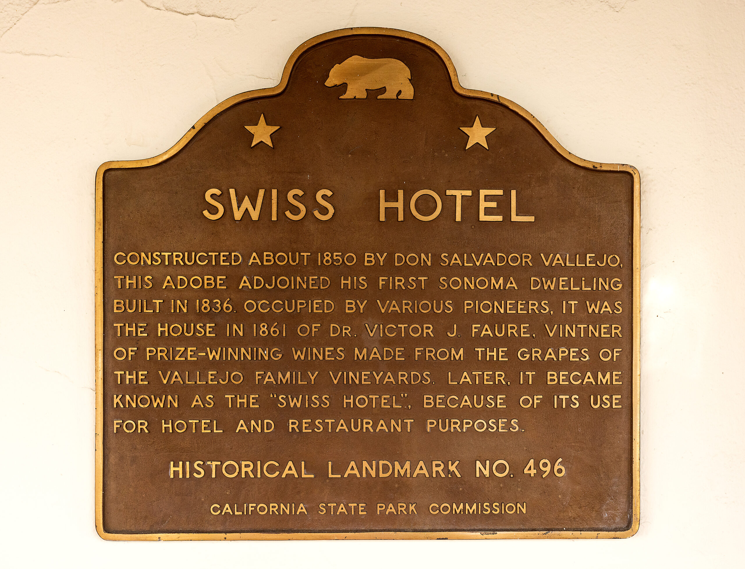 Swiss Hotel historical plaque