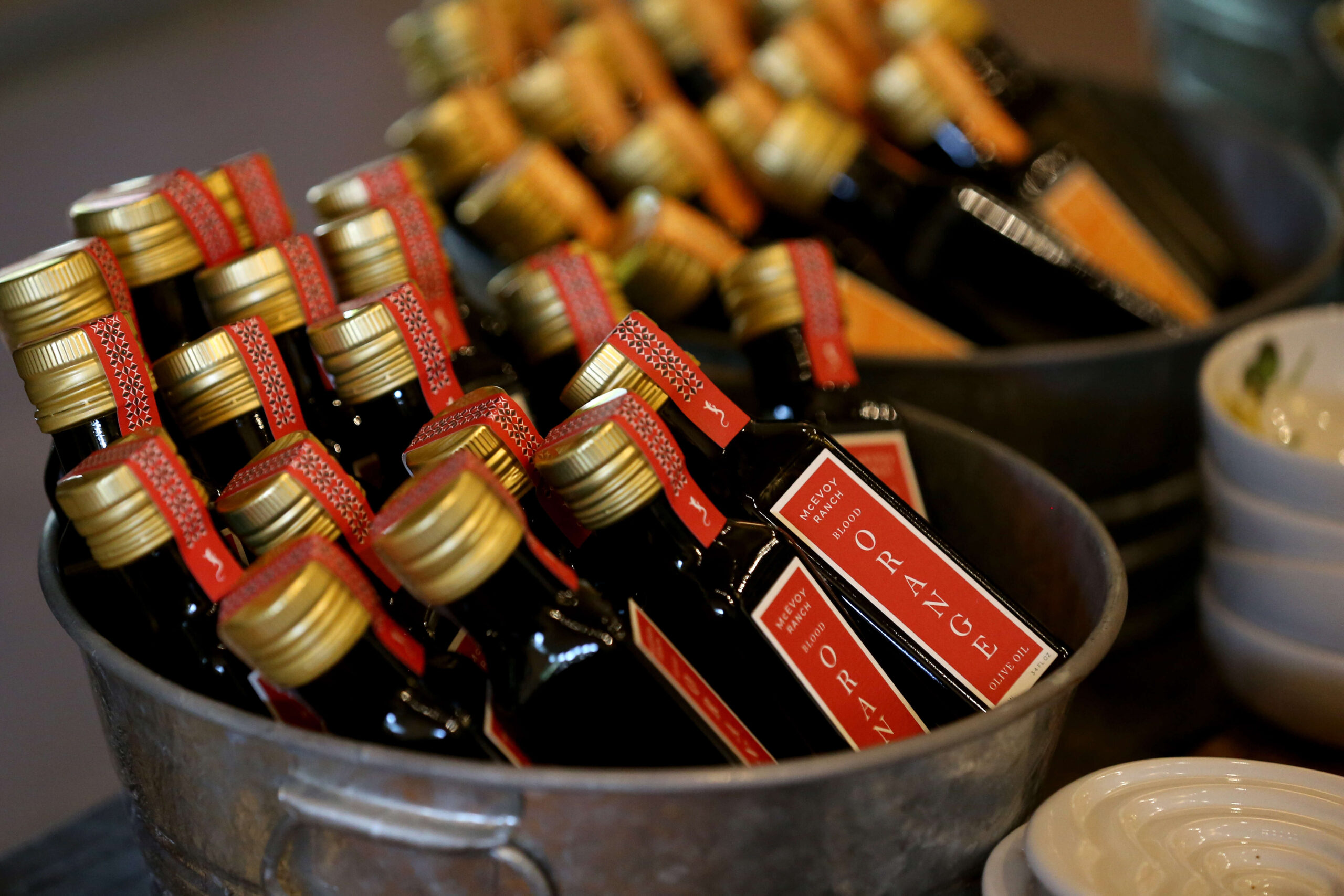 Blood orange olive oil at McEvoy Ranch in Petaluma on Wednesday, June 8, 2022. (Beth Schlanker/The Press Democrat)