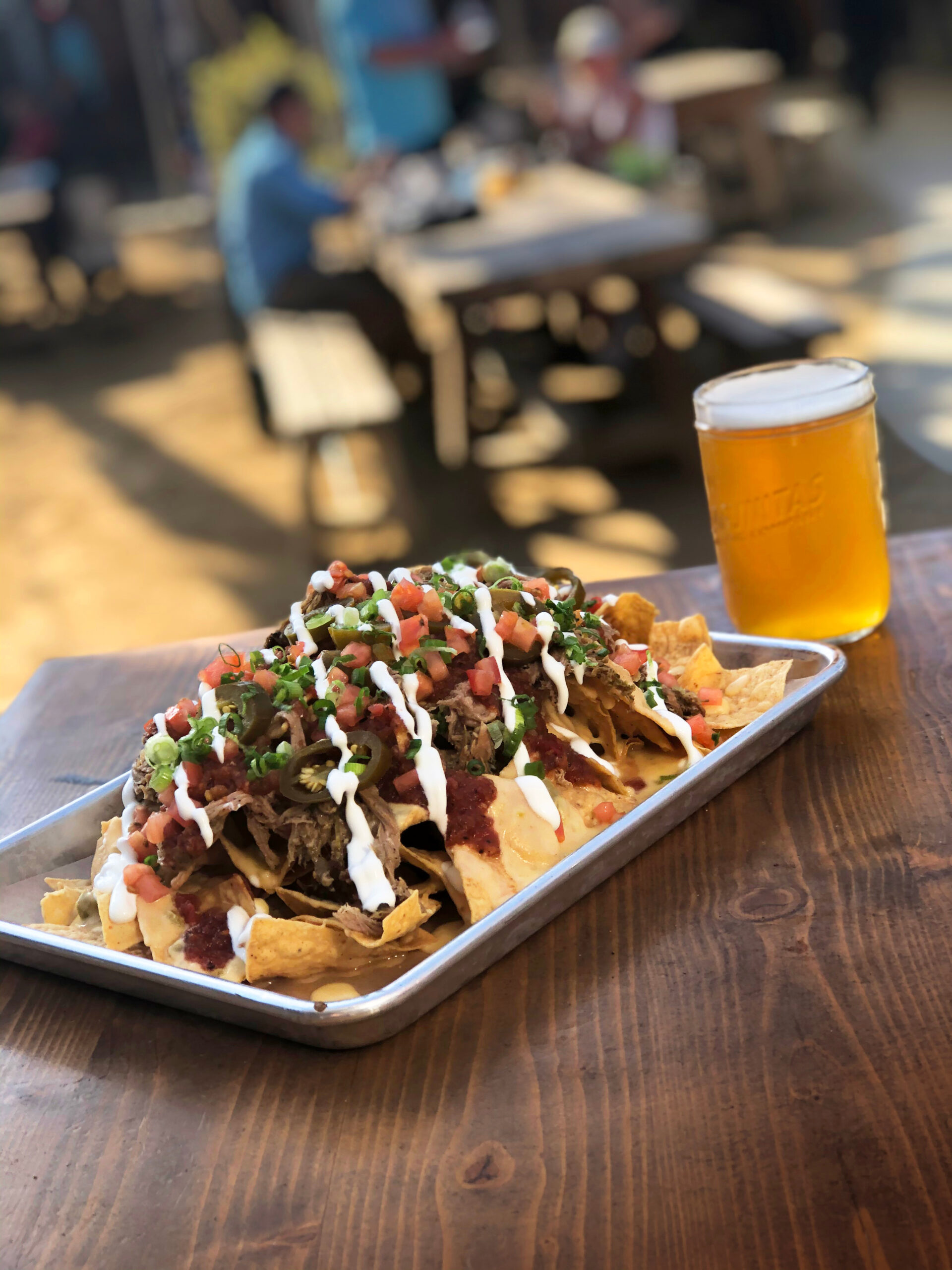 Nachos and a beer at Lagunitas Brewing in Petaluma