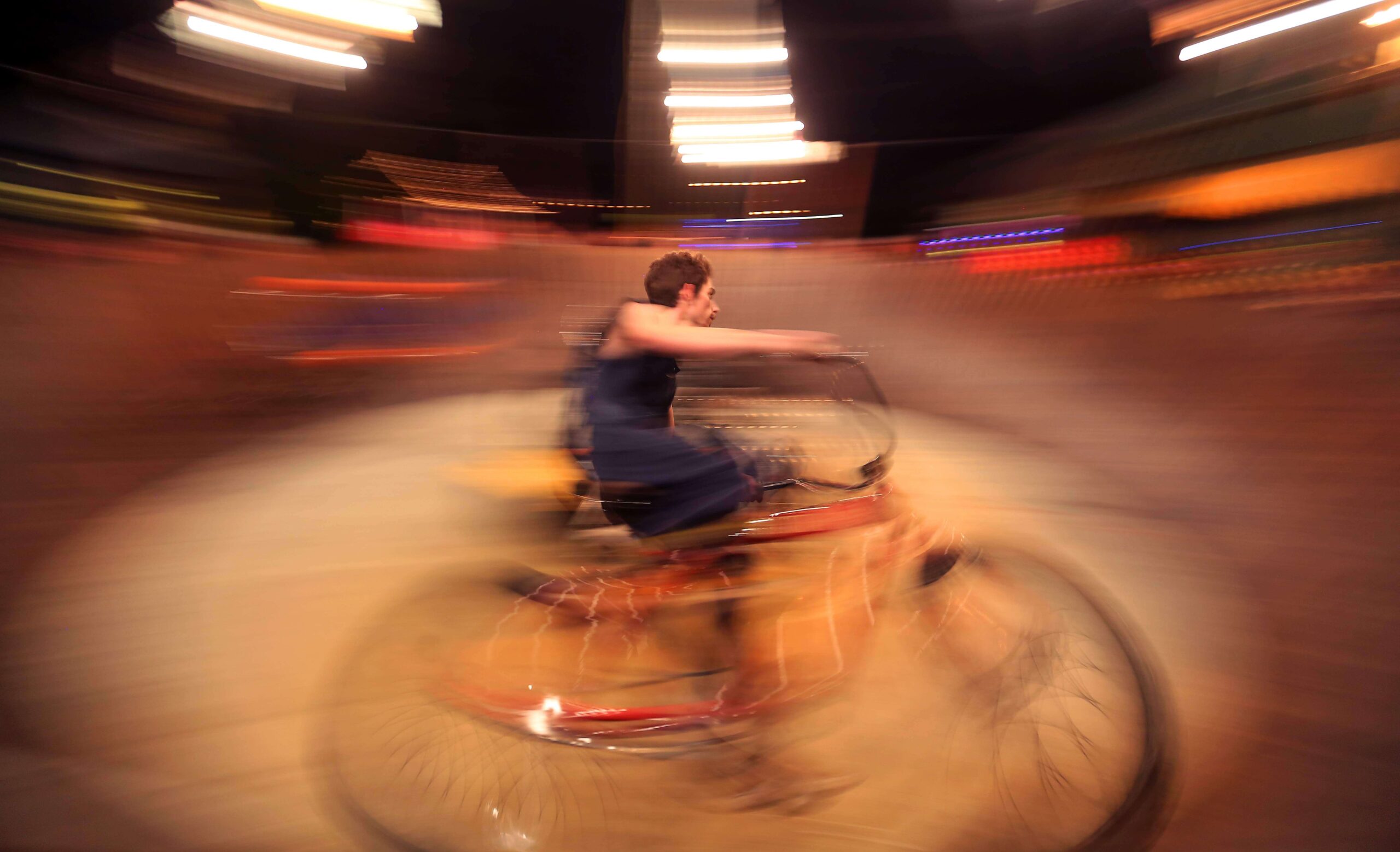 Drew Merritt of Santa Rosa rides the Whiskey Drome during Winterblast in the South A Street neighborhoods in Santa Rosa, Saturday, Nov. 15, 2014 in Santa Rosa. (Kent Porter / The Press Democrat) 