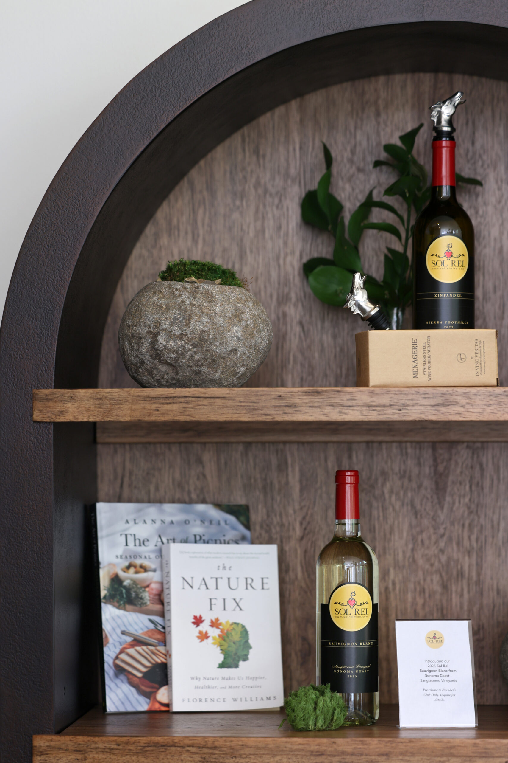 Bottles of wine sit on display at Sol Rei Wine tasting room in Sonoma 