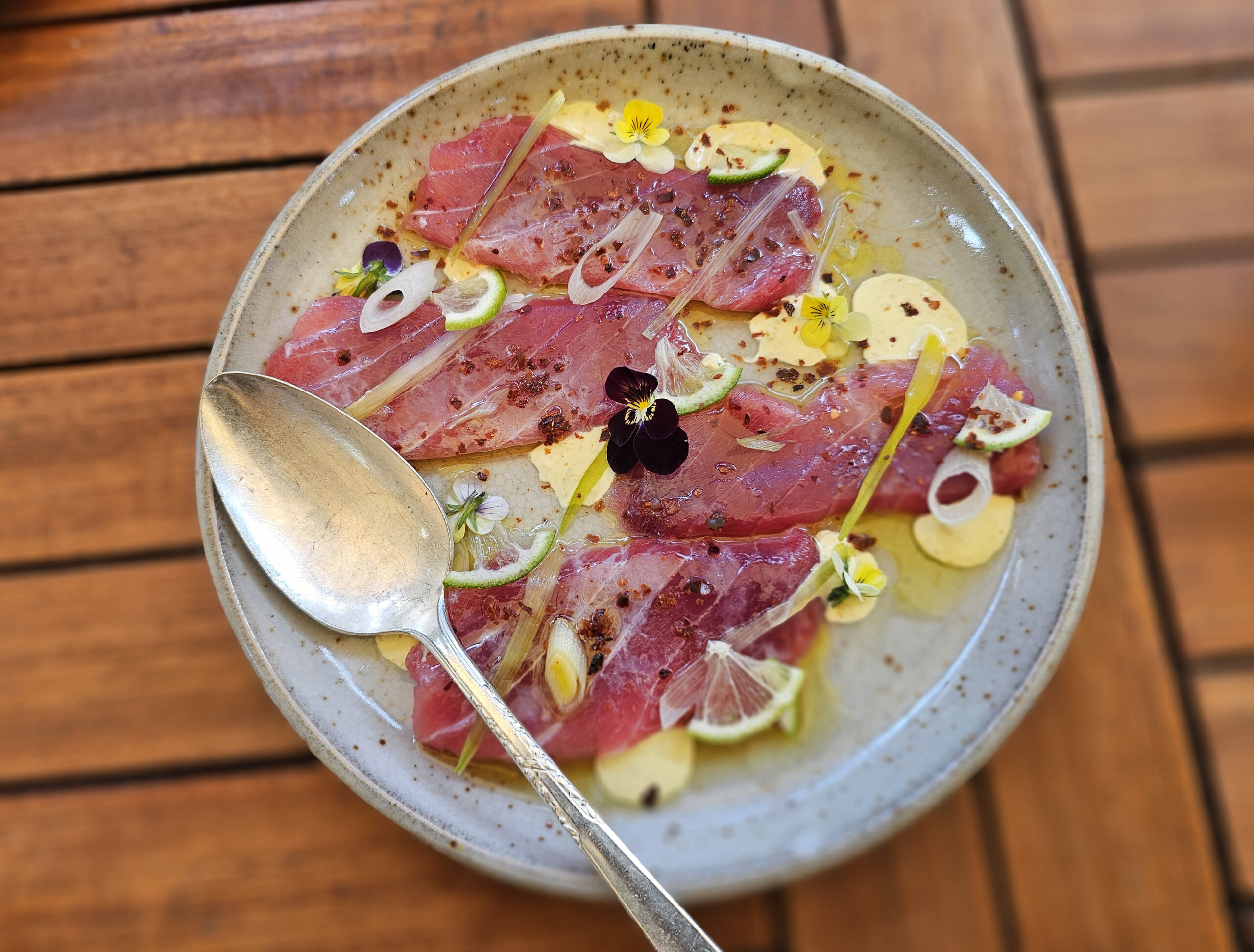 Tuna crudo with yuzu and aioli at Valley Bar and Bottle in Sonoma. 
