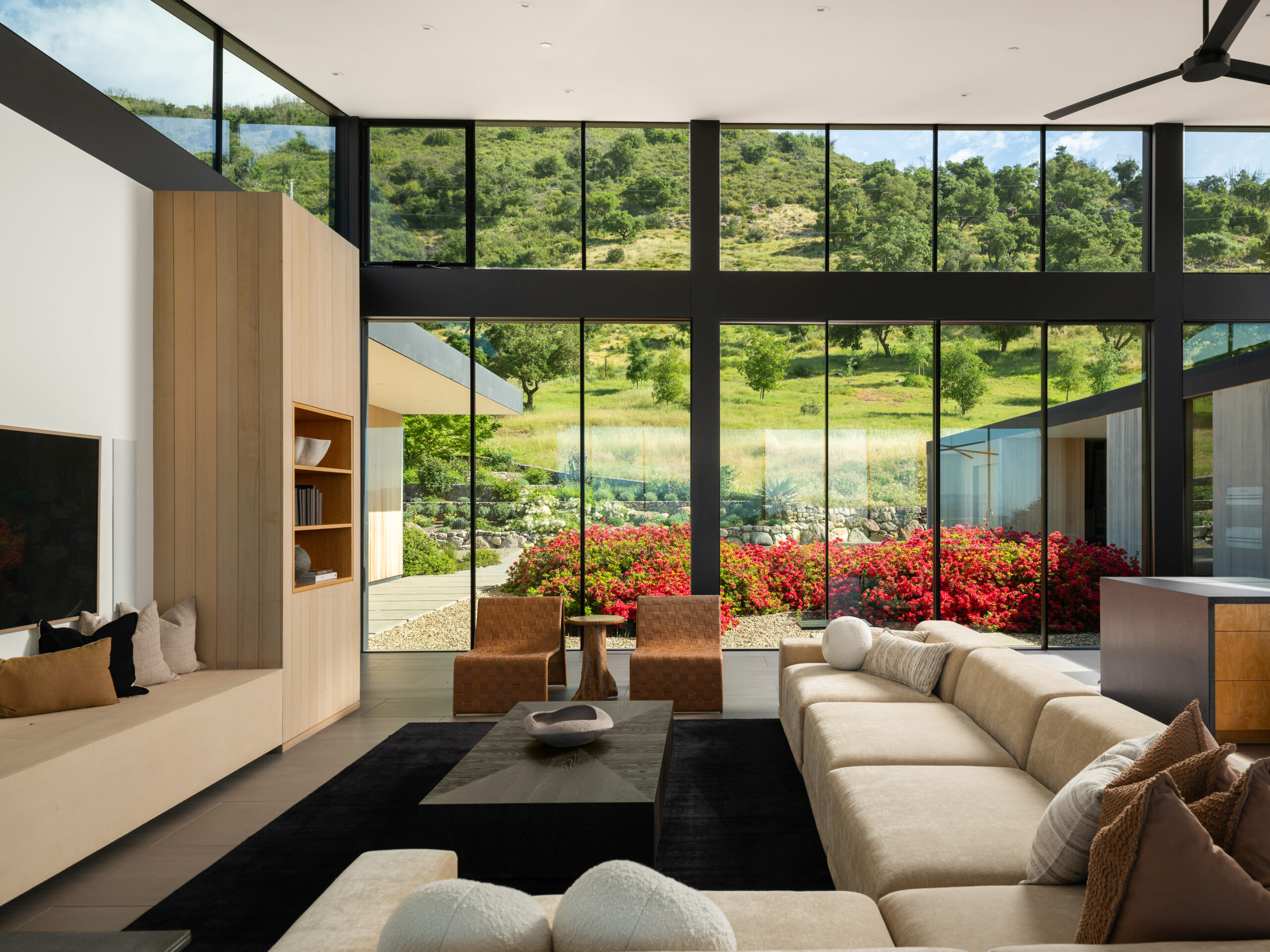 Seating area of great room in Sonoma home