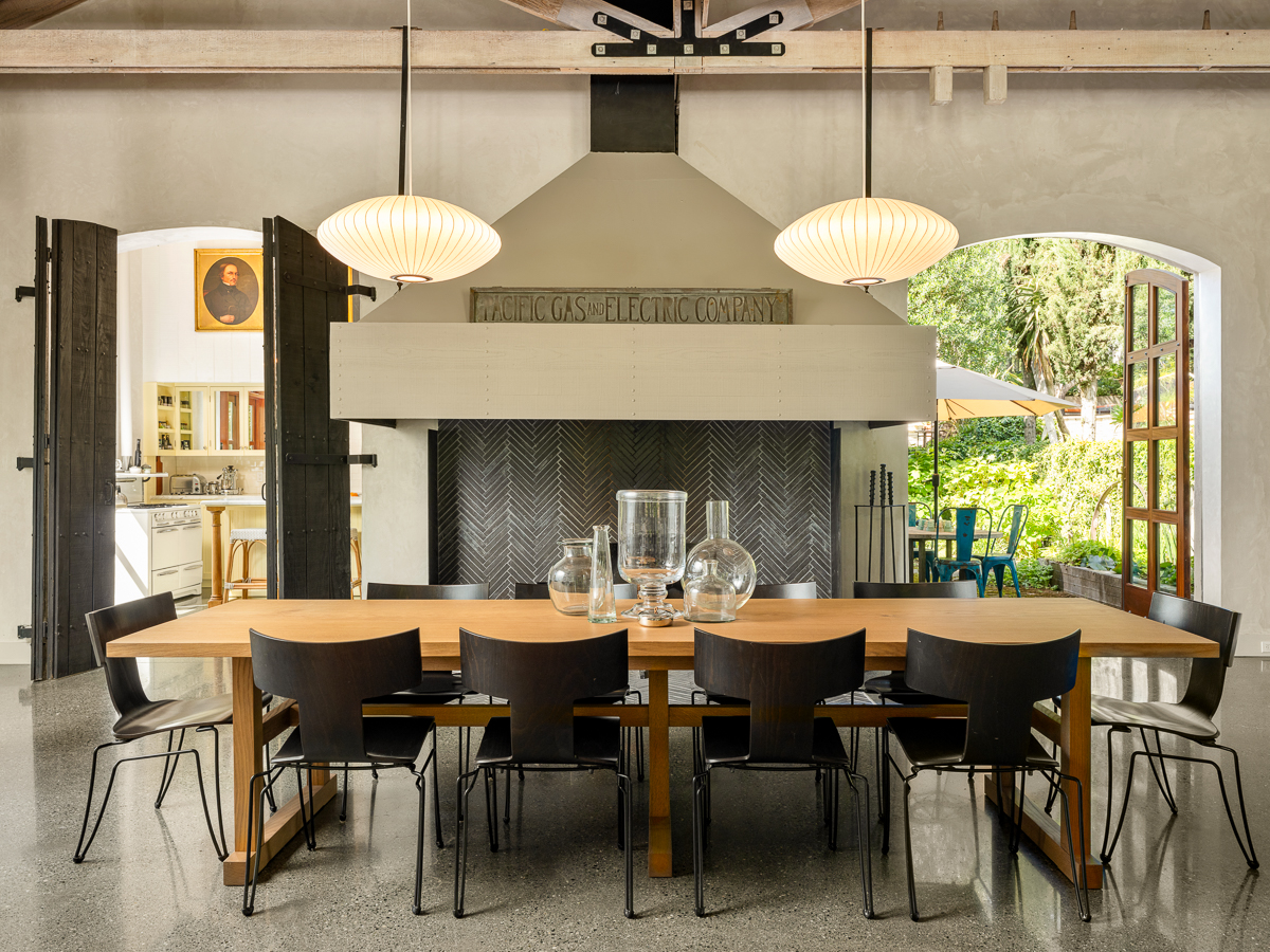 Table and hearth in Cloverdale home