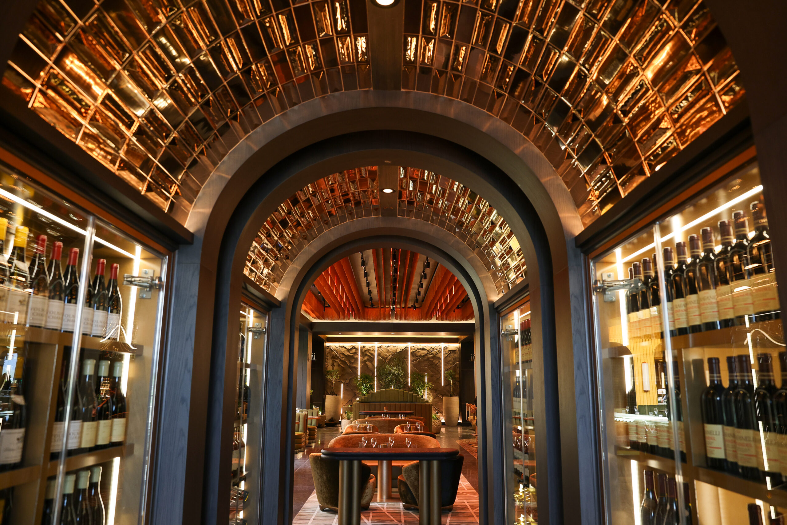The wine wall entrance to AYA restaurant at Graton Resort & Casino in Rohnert Park