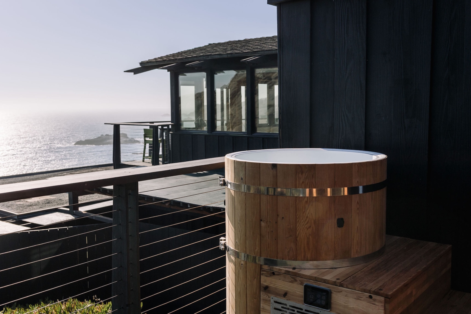 The Reset & Restore Suite at Timber Cove Resort in Jenner includes an outdoor cold-plunge tub. (Brittney Raine Photography)
