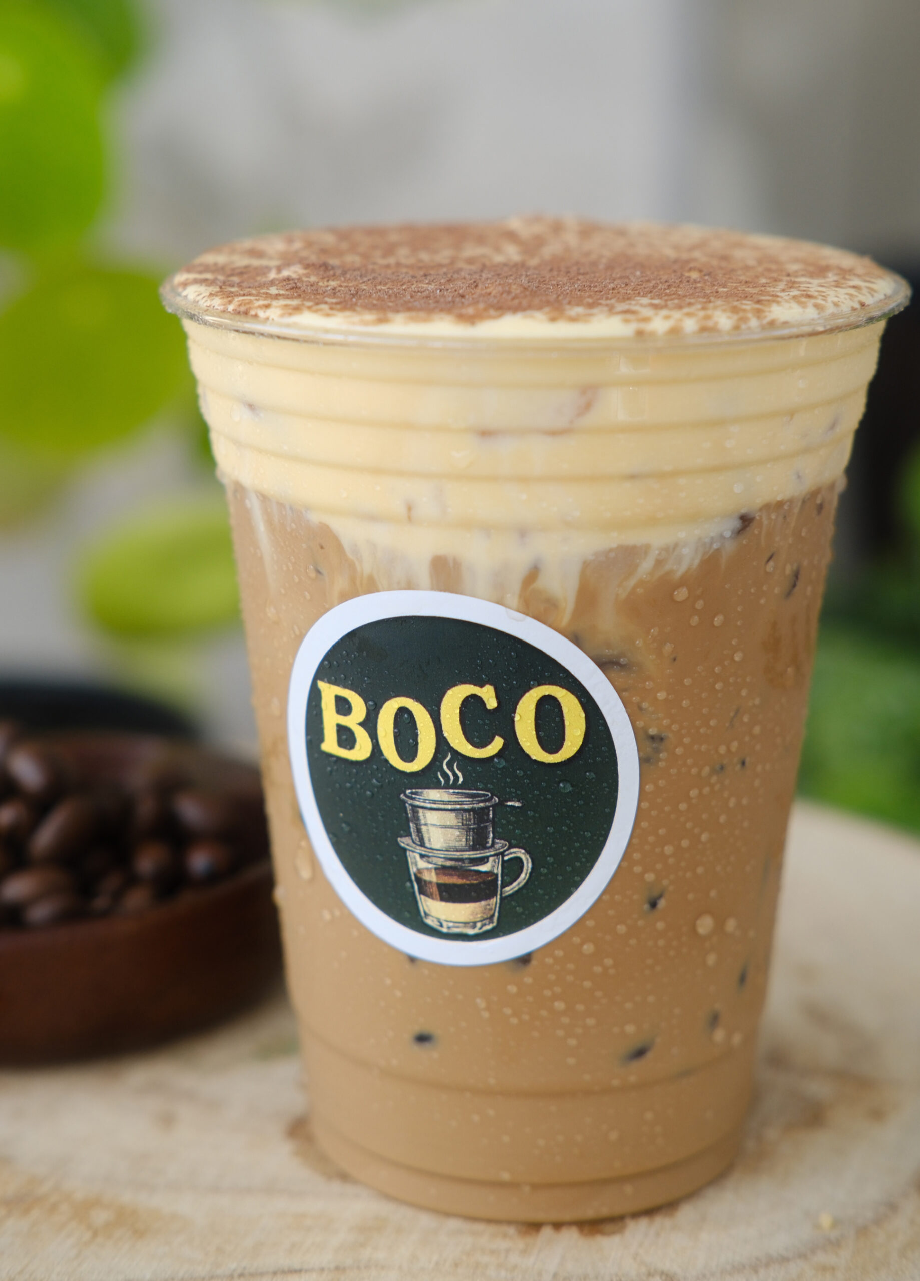 Vietnamese egg coffee, cà phê trứng, from BoCo Coffee has a creamy, custard-like topping made with egg yolks, condensed milk and sugar. (Tung Phan)