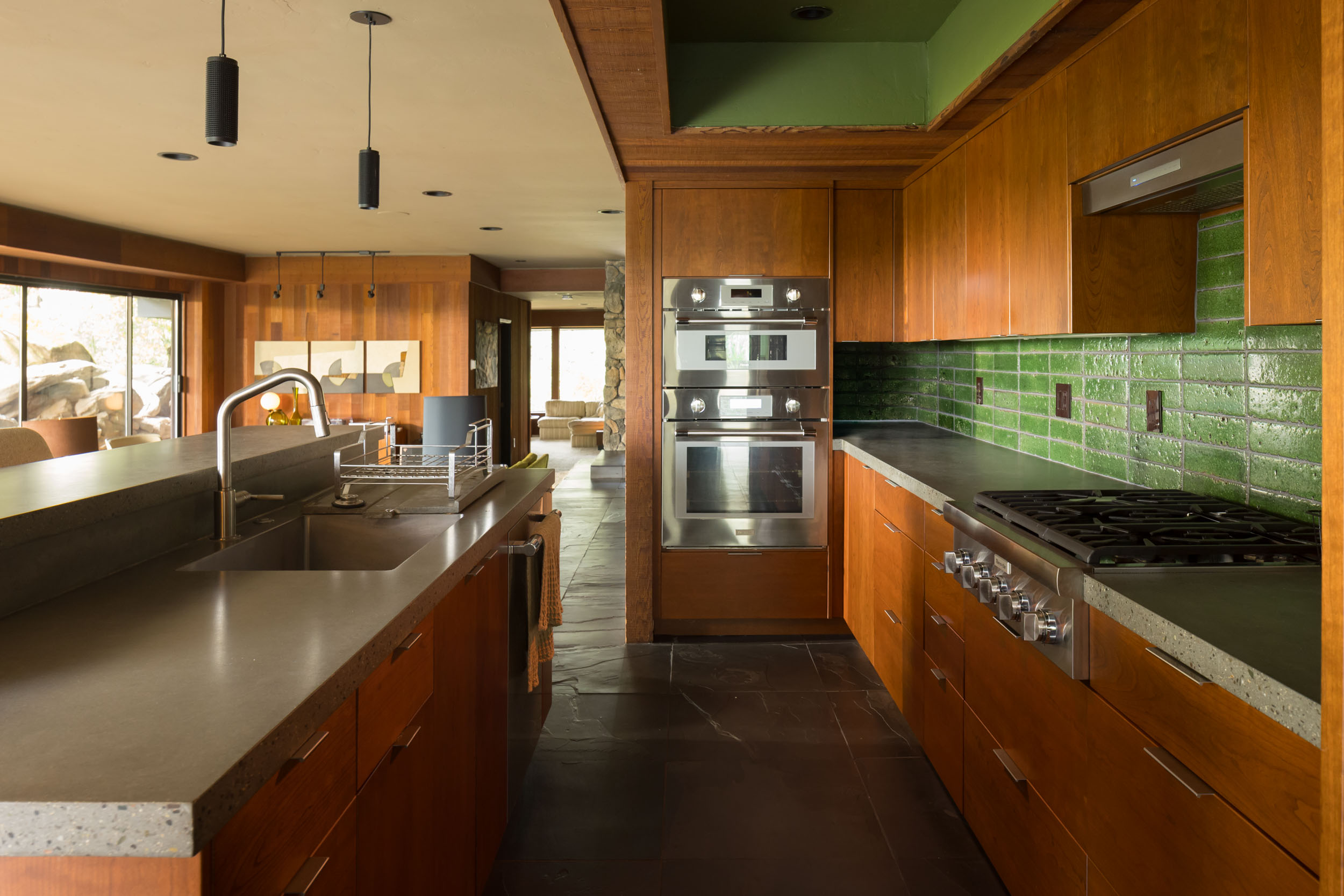 Kitchen area of great room of Santa Rosa home