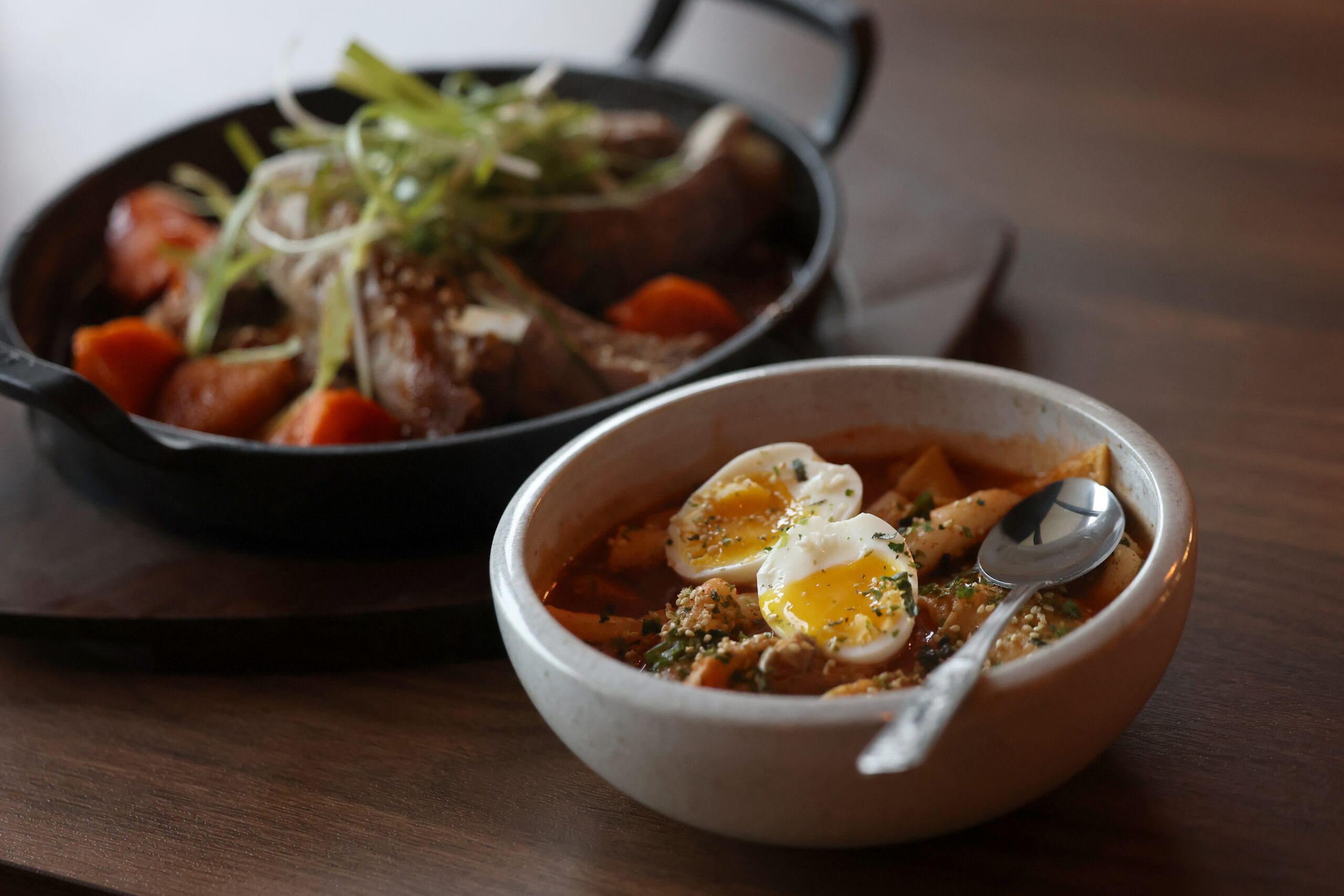 Tteok-Bokki, simmered rica and fish cakes in a spicy Gochujang sauce, at Seoul to Tokyo restaurant in Santa Rosa Monday, May 4, 2026. (Beth Schlanker / The Press Democrat)