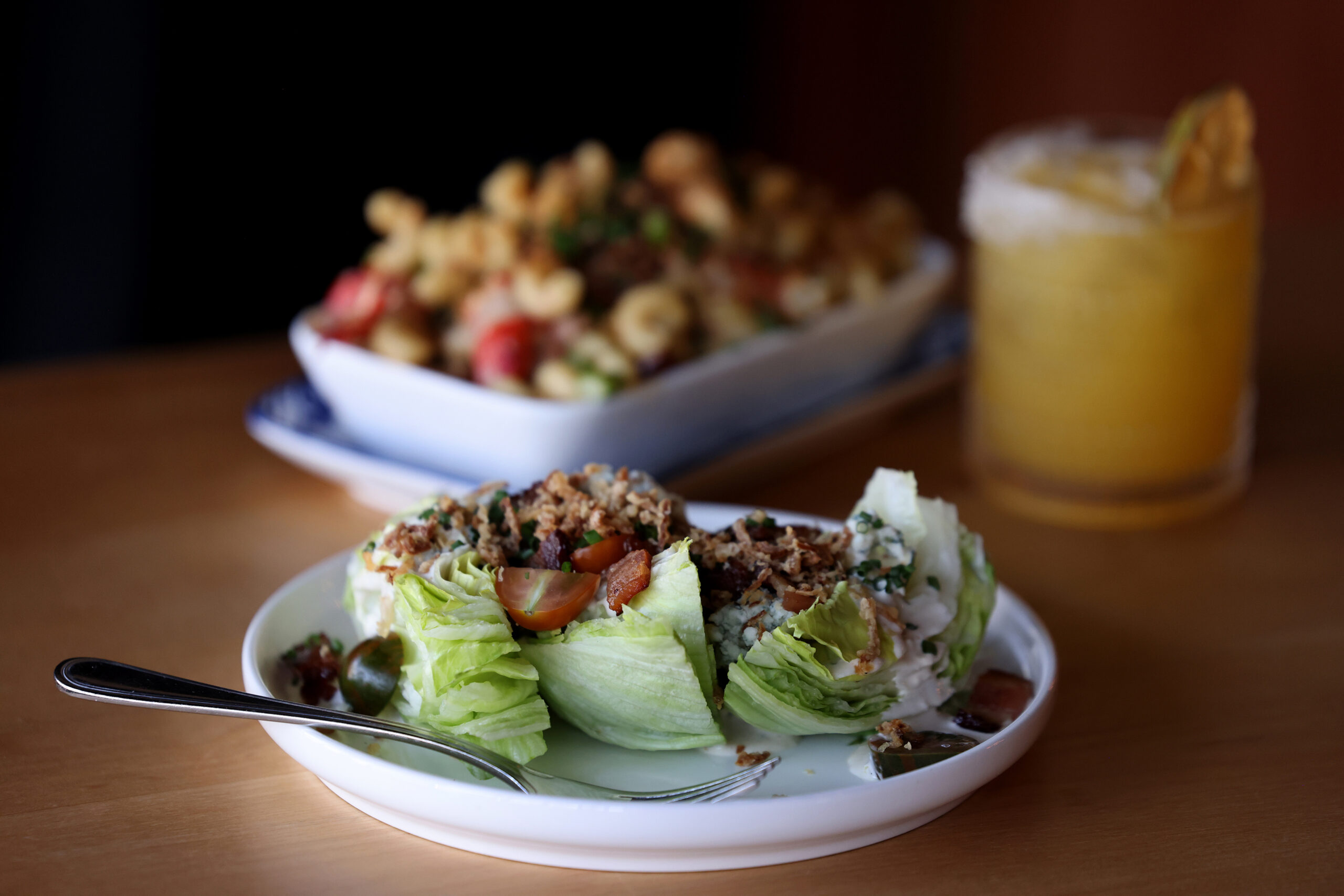 The Wedge salad, Lobster Mac n’ Cheese, and the Bon Vivant cocktail at Seared in Petaluma